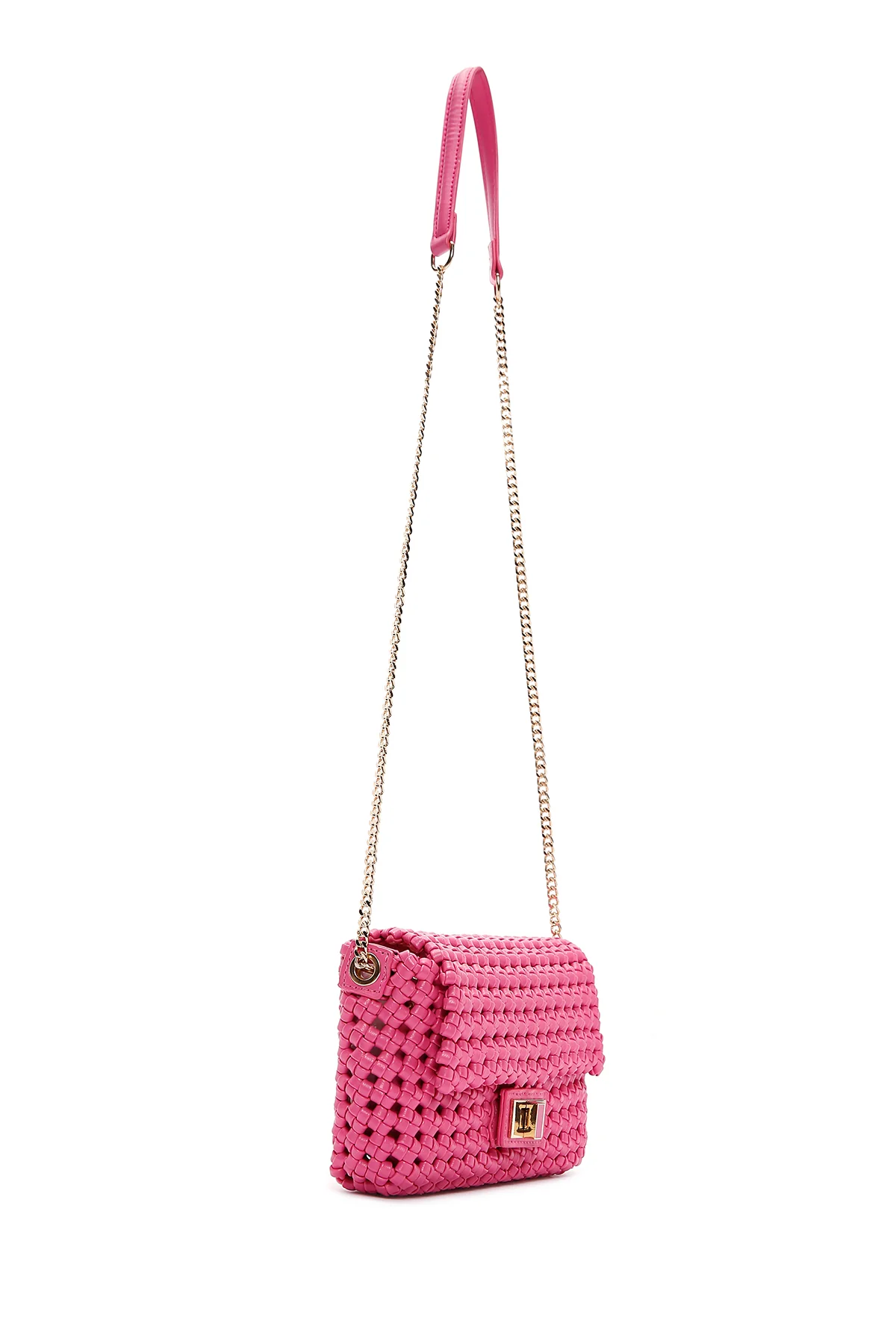 Kadın Pembe Örgü Çapraz Çanta - Image 8