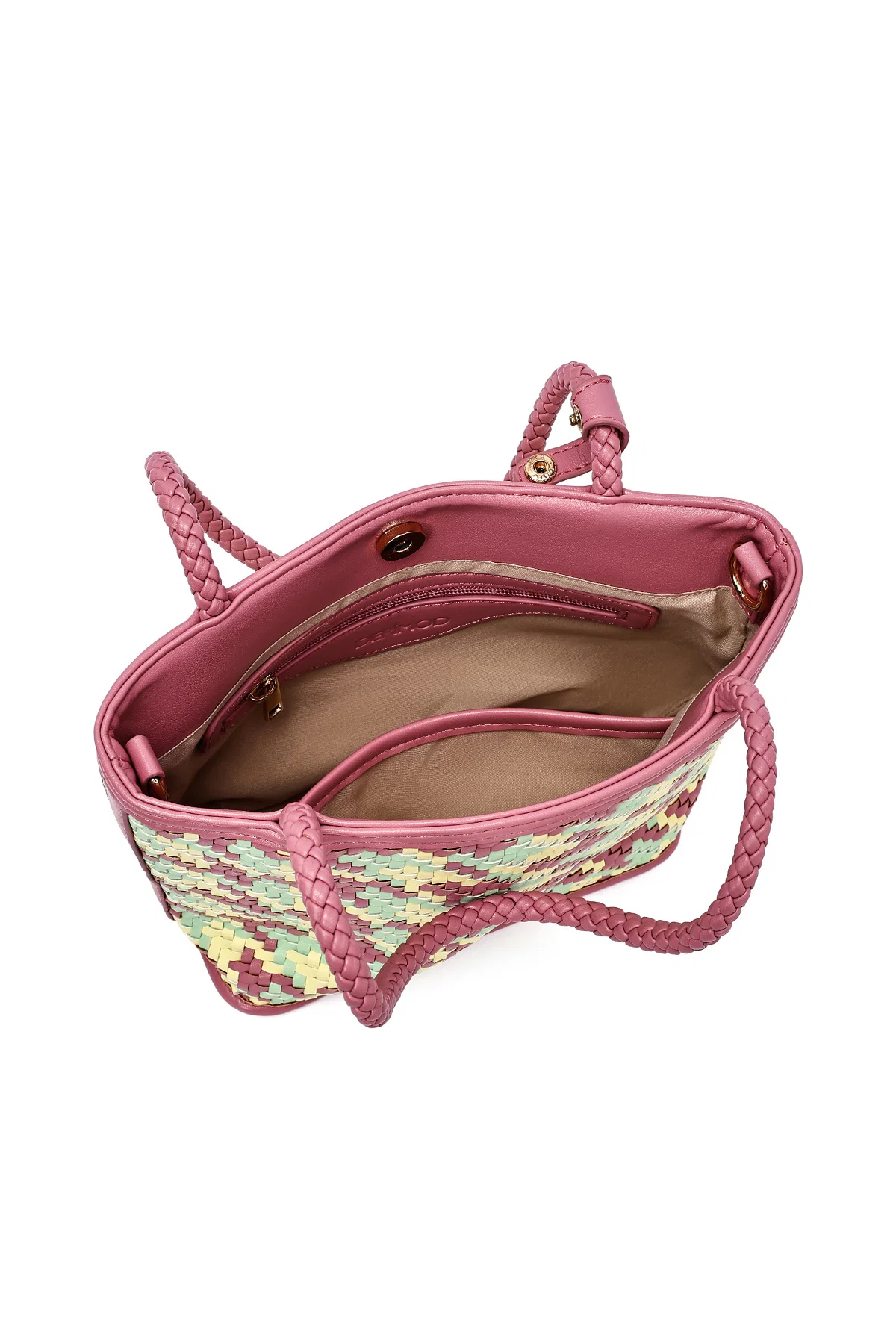 Kadın Pembe Örgü Omuz Çantası - Image 7