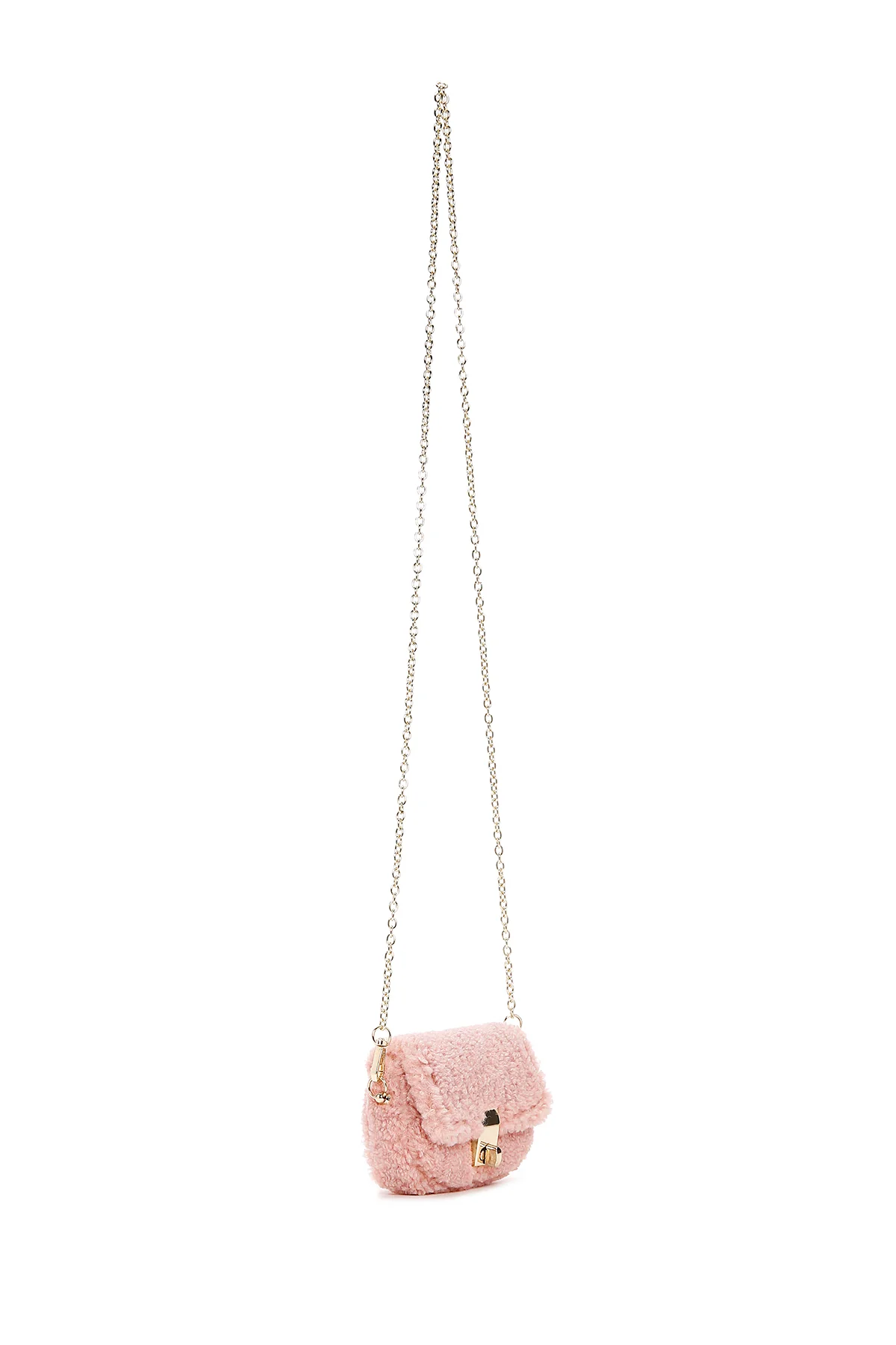 Kadın Pembe Peluş Mini Çapraz Çanta - Image 6