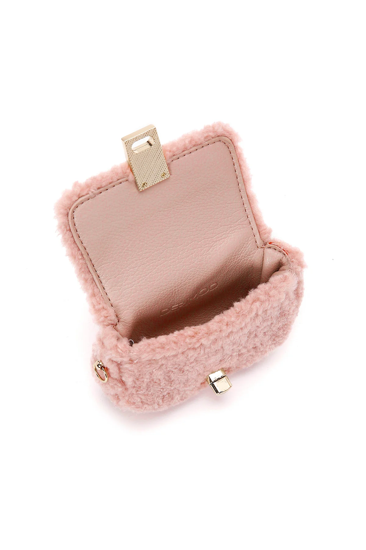Kadın Pembe Peluş Mini Çapraz Çanta - Image 7