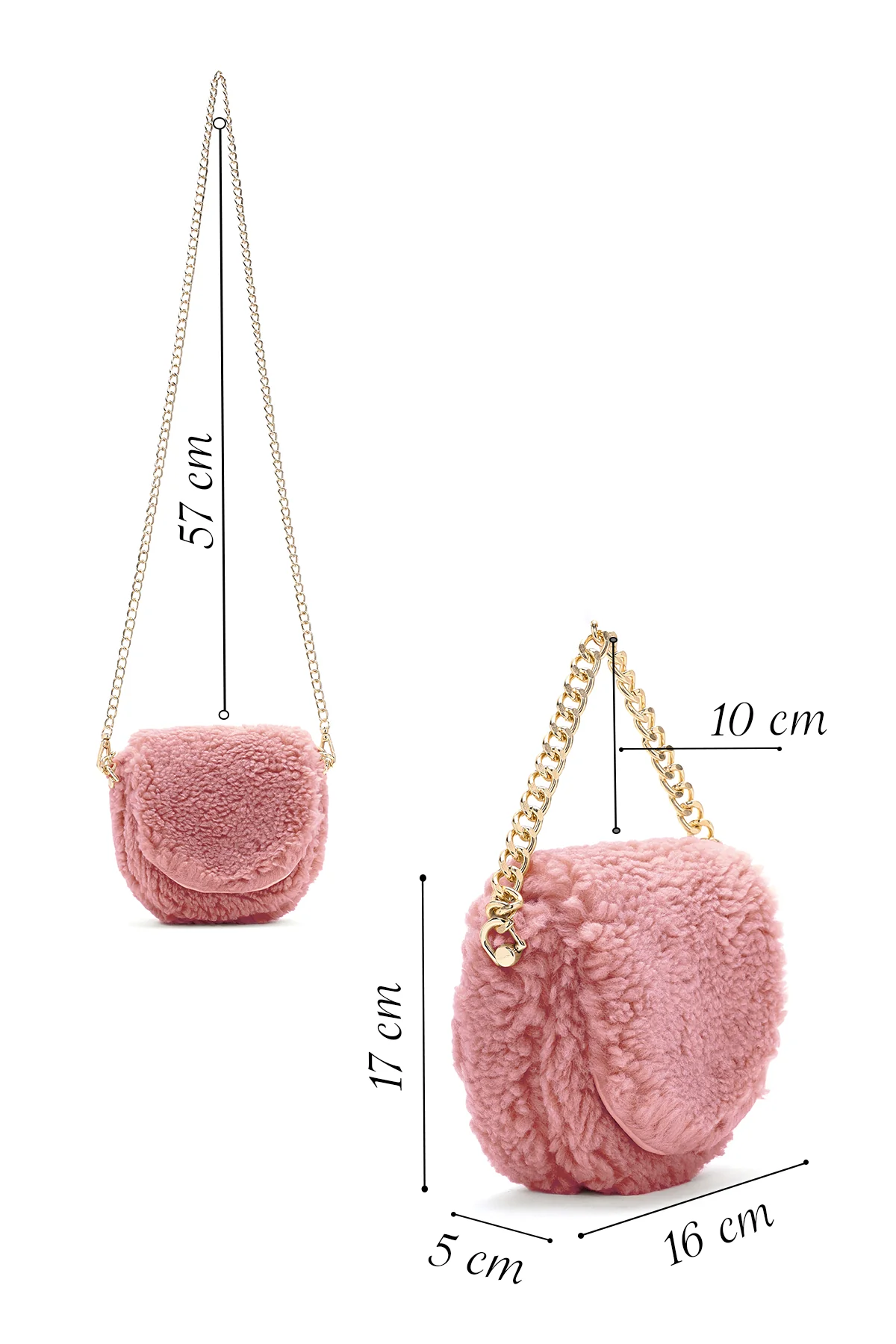Kadın Pembe Peluş Mini Çapraz Çanta - Image 2