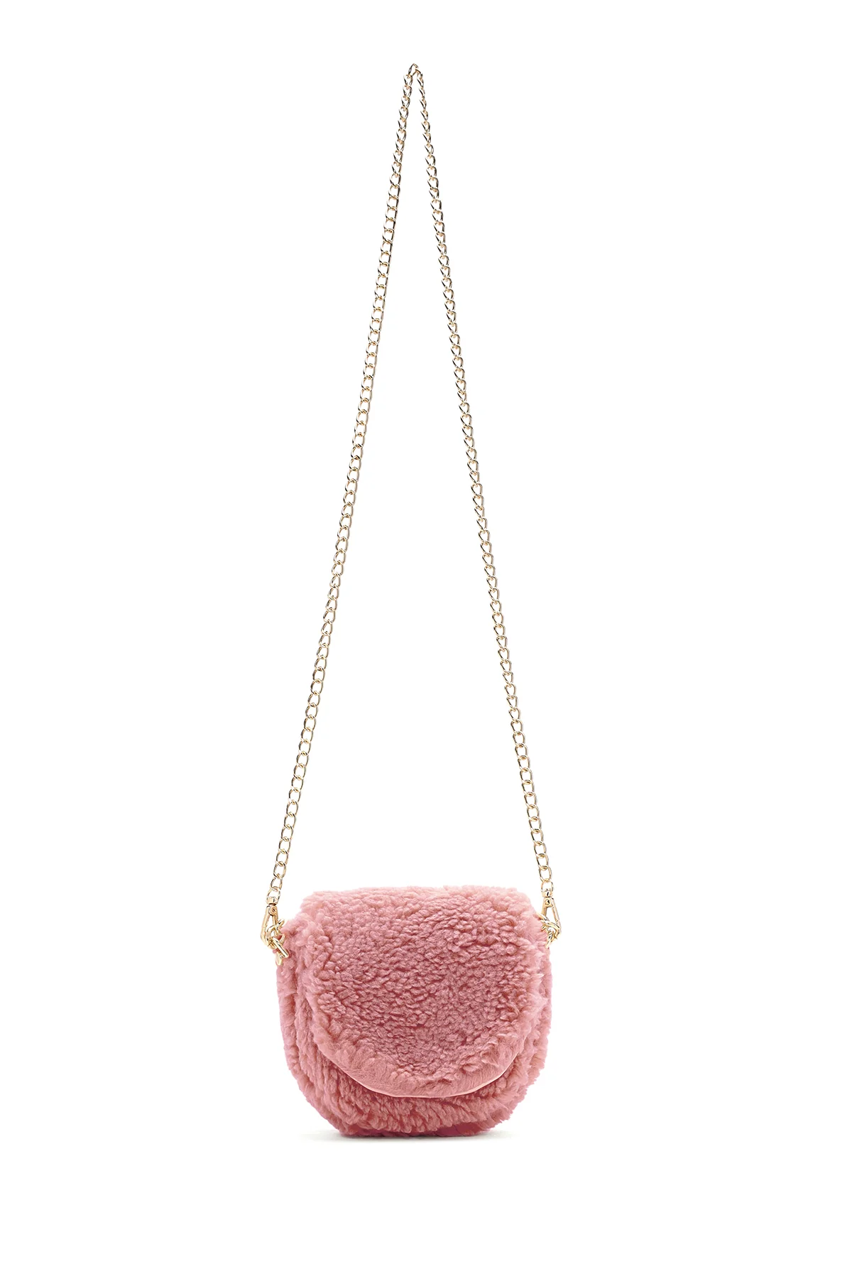 Kadın Pembe Peluş Mini Çapraz Çanta - Image 6