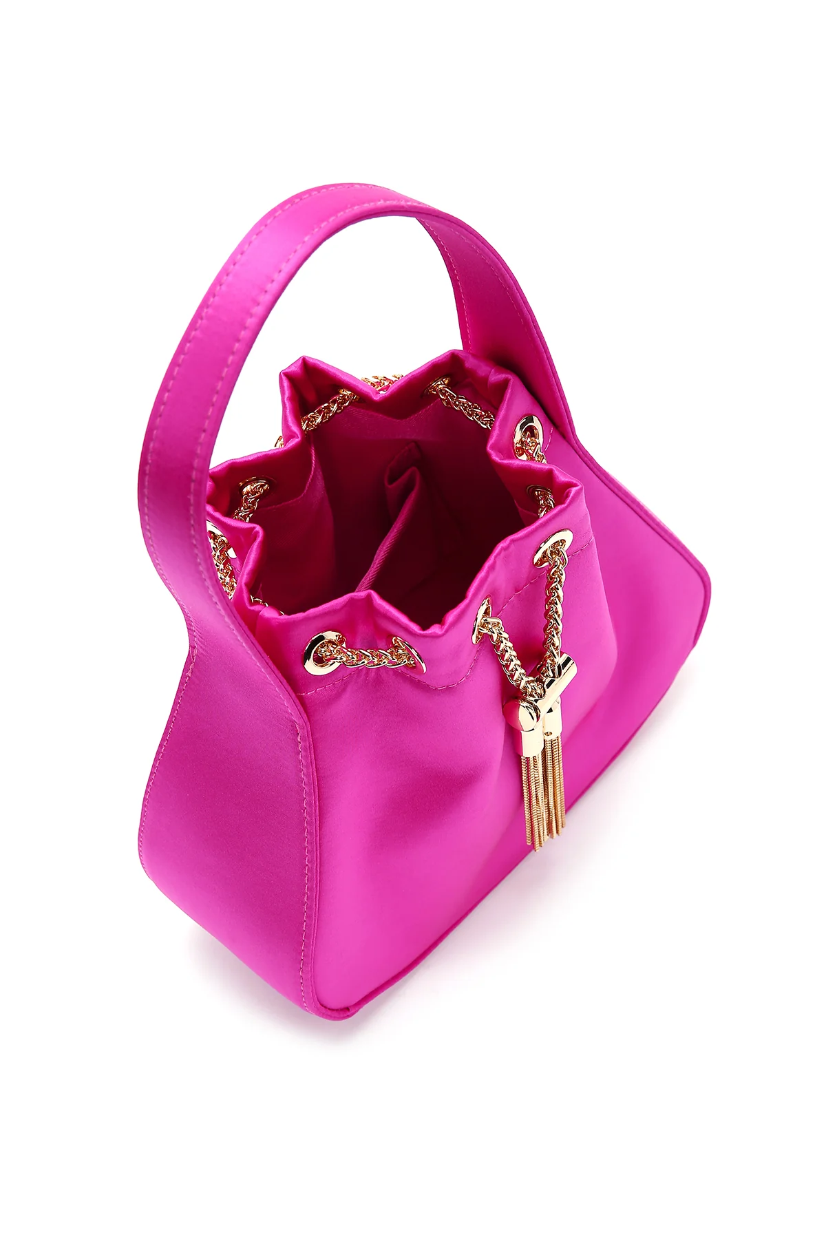 Kadın Pembe Saten El Çantası - Image 5