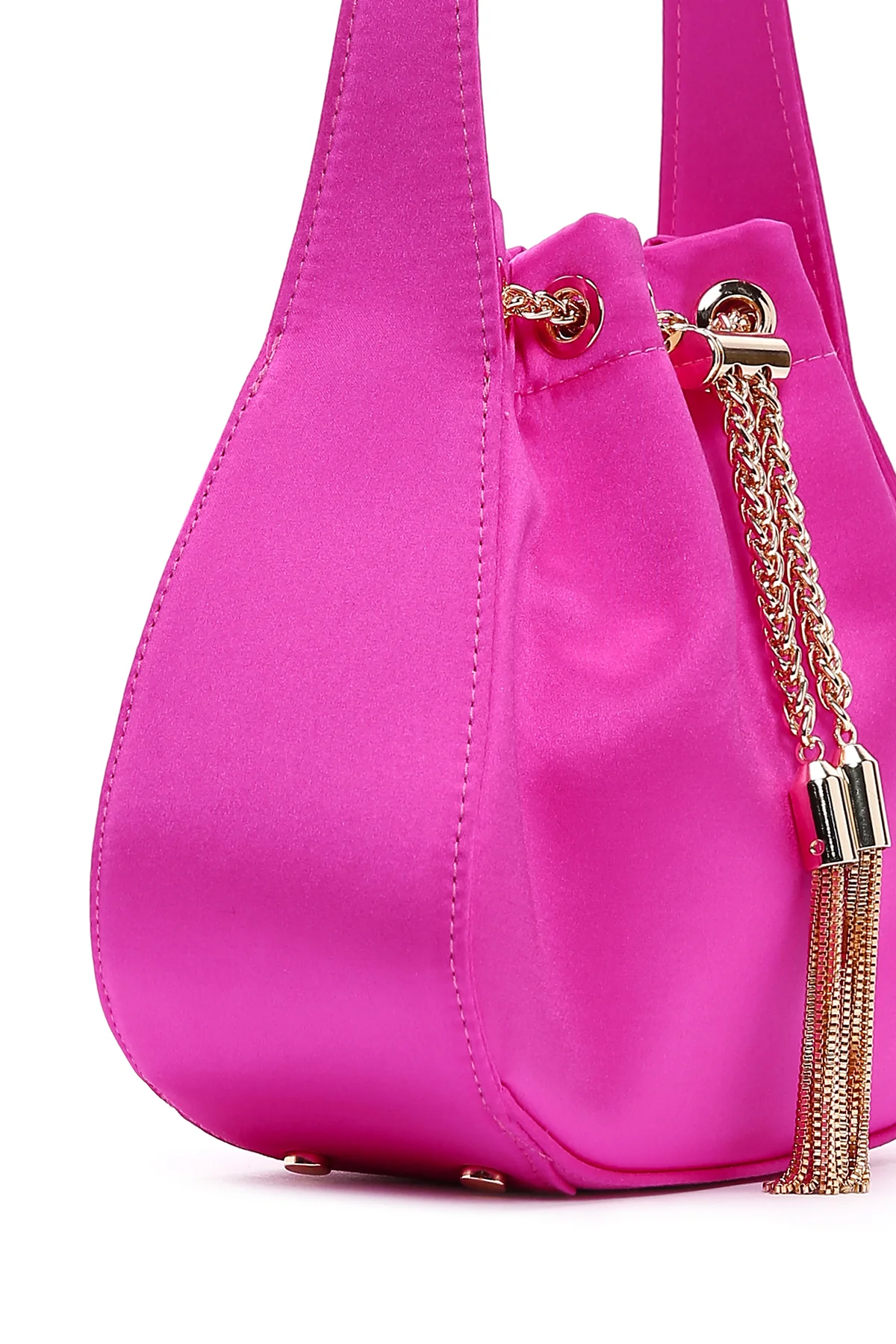 Kadın Pembe Saten El Çantası - Image 6