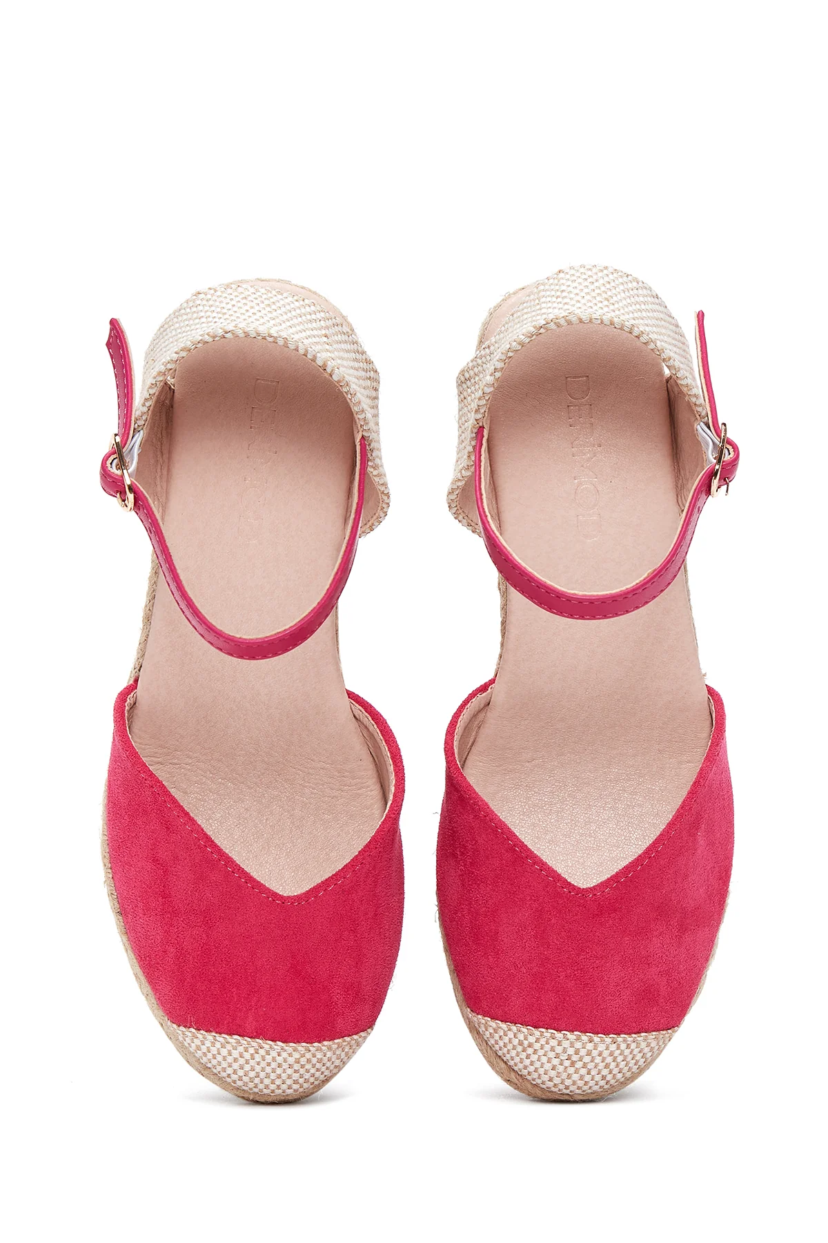 Kadın Pembe Süet Dolgu Topuk Espadril Sandalet - Image 6
