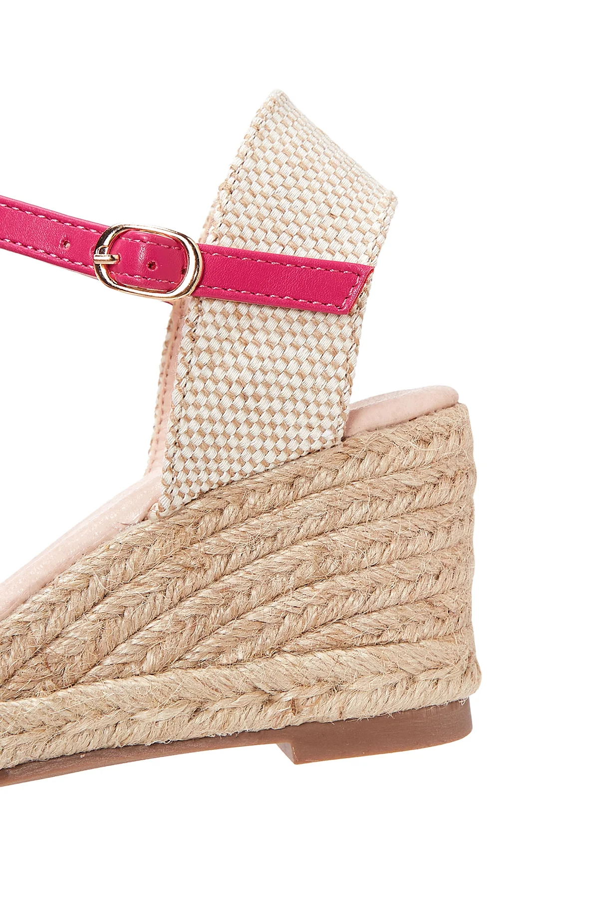 Kadın Pembe Süet Dolgu Topuk Espadril Sandalet - Image 7