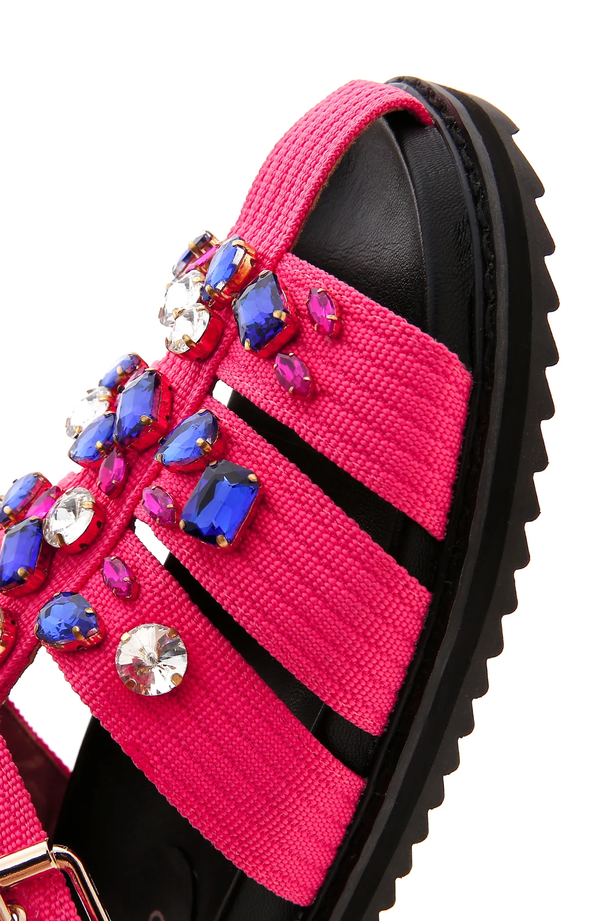Kadın Pembe Taşlı Düz Sandalet - Image 7