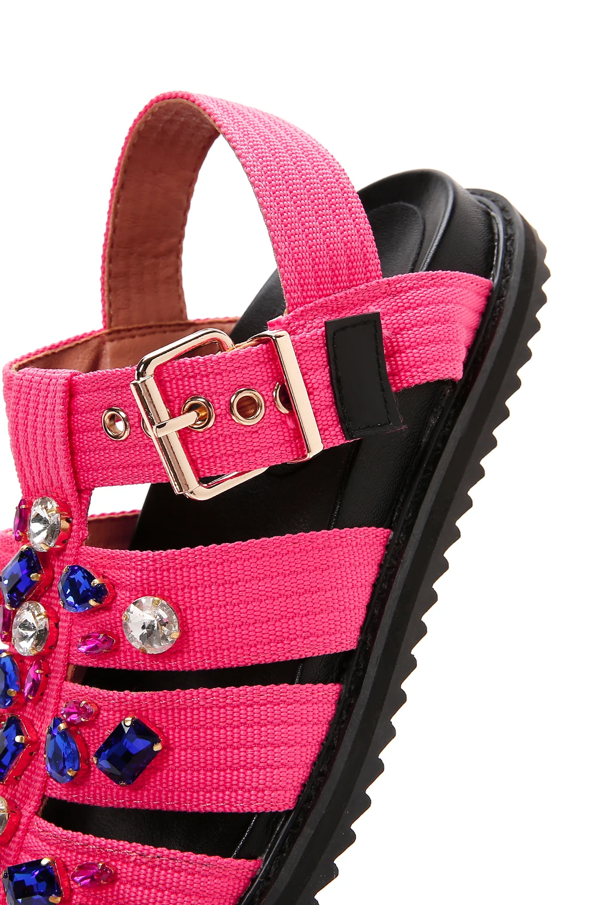 Kadın Pembe Taşlı Düz Sandalet - Image 8