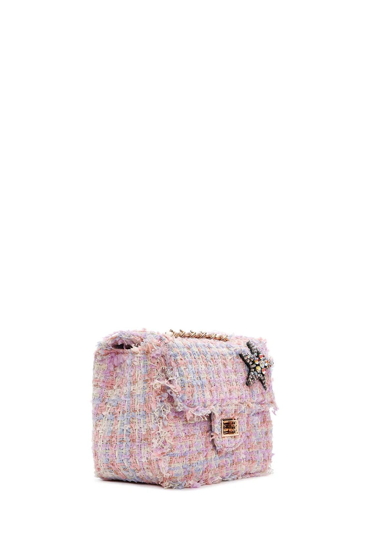 Kadın Pembe Uzun Askılı Aksesuarlı Mini Omuz Çantası - Image 6