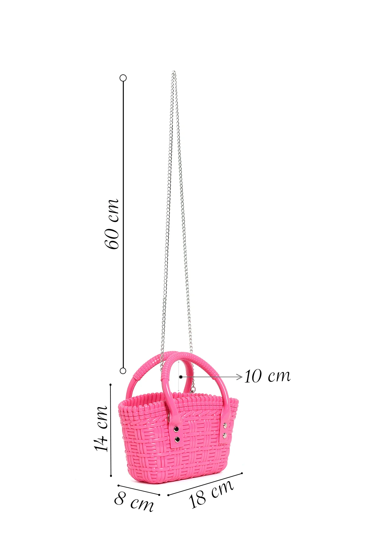 Kadın Pembe Uzun Askılı Mini Jelly Kol Çantası - Image 2