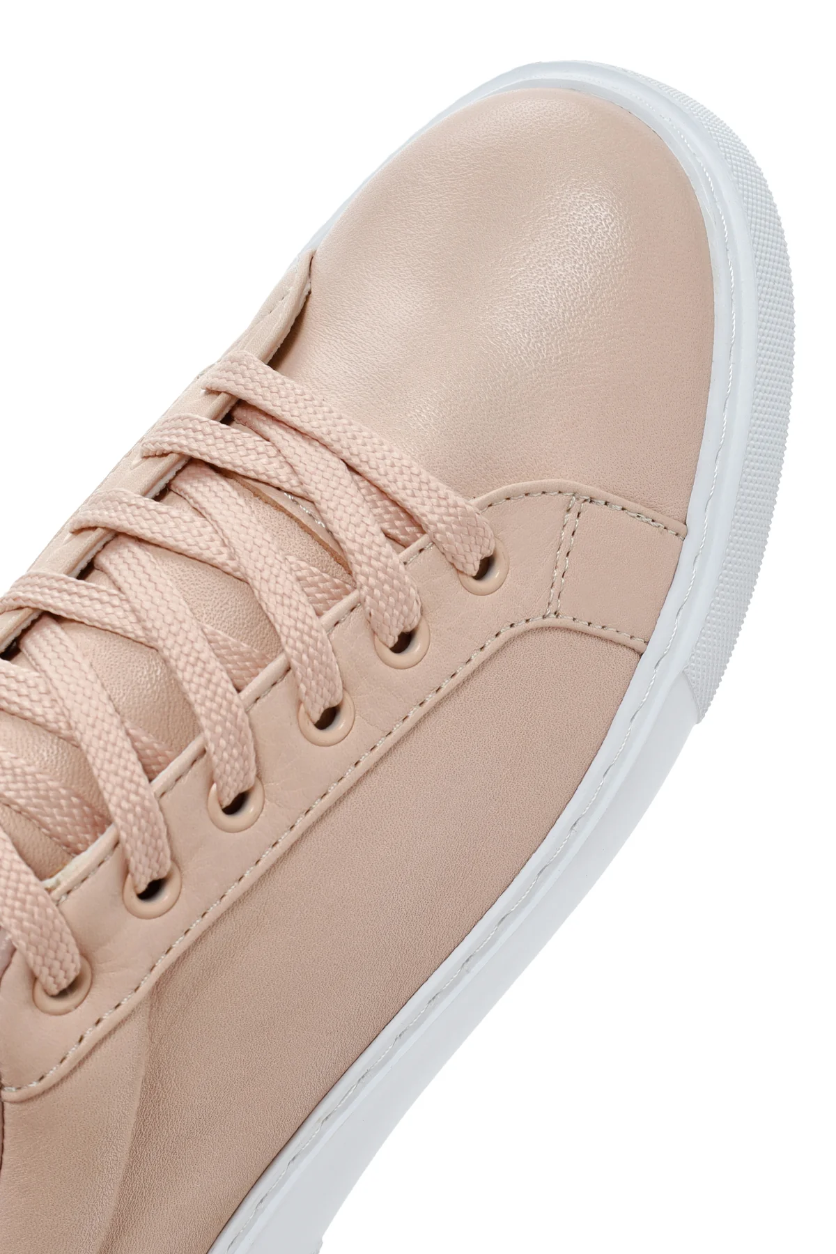 Kadın Pudra Bağcıklı Deri Sneaker - Image 10