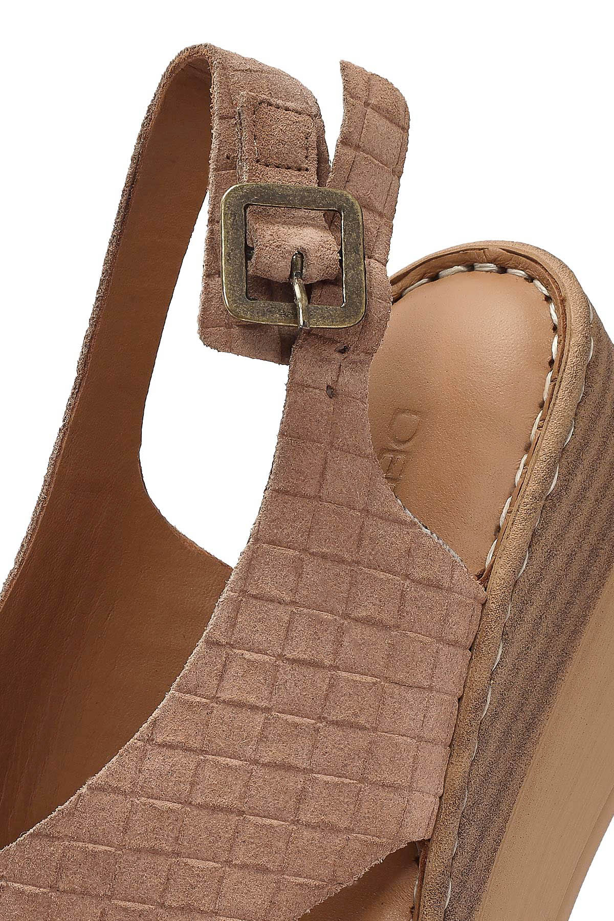 Kadın Pudra Bilekten Tokalı Dolgu Topuklu Süet Deri Comfort Sandalet - Image 12
