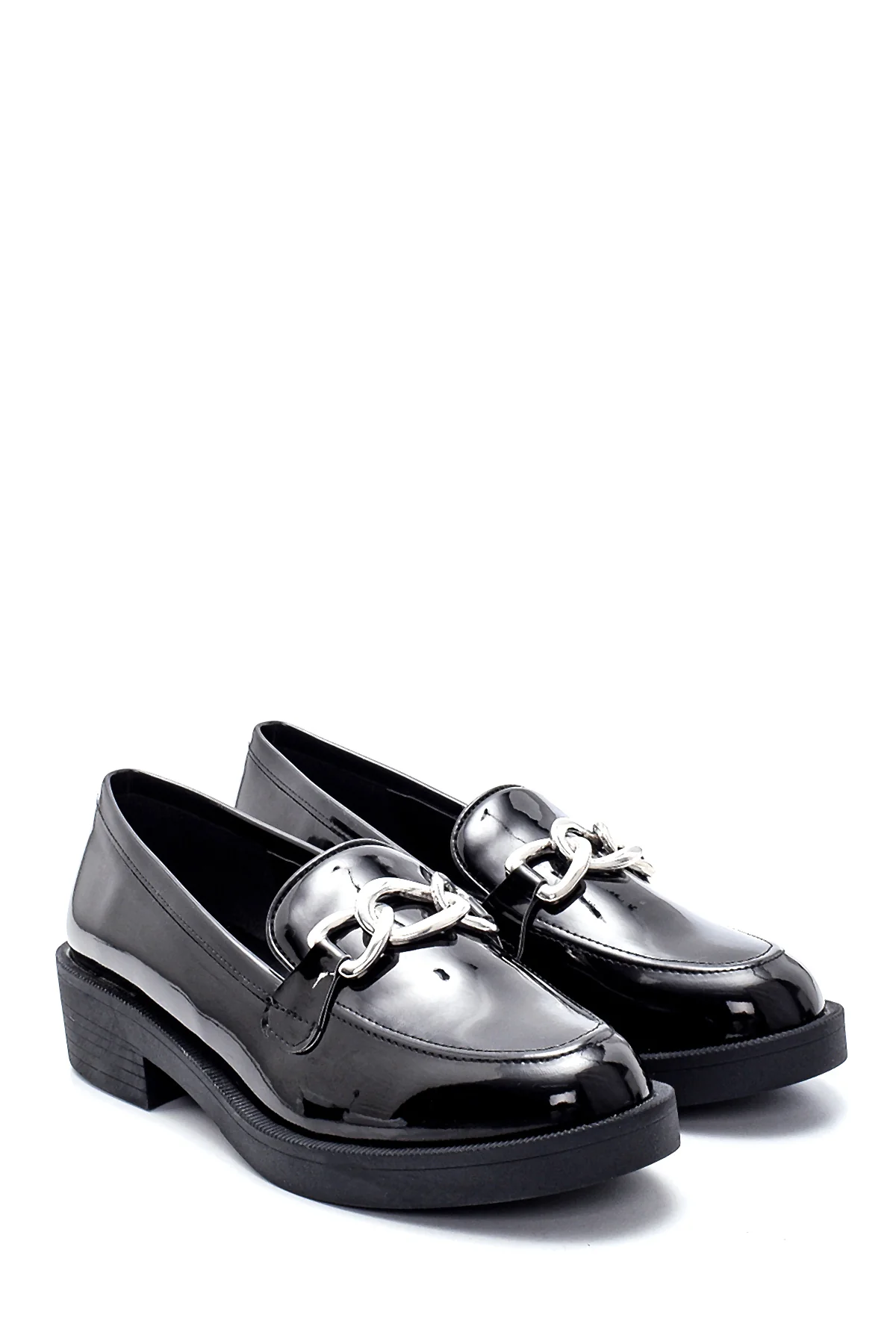 Kadın Rugan Zincir Detaylı Loafer - Image 3