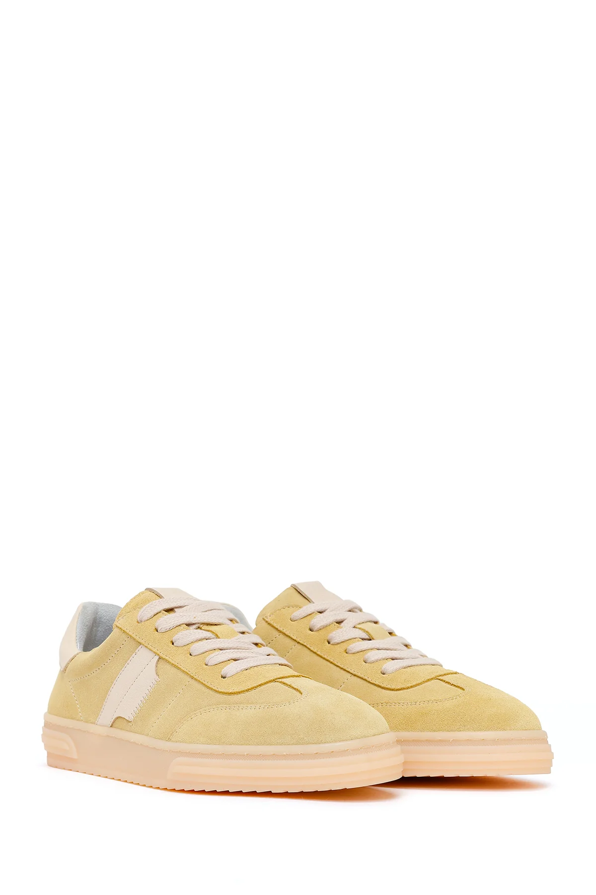 Kadın Sarı Bağcıklı Süet Deri Sneaker - Image 2