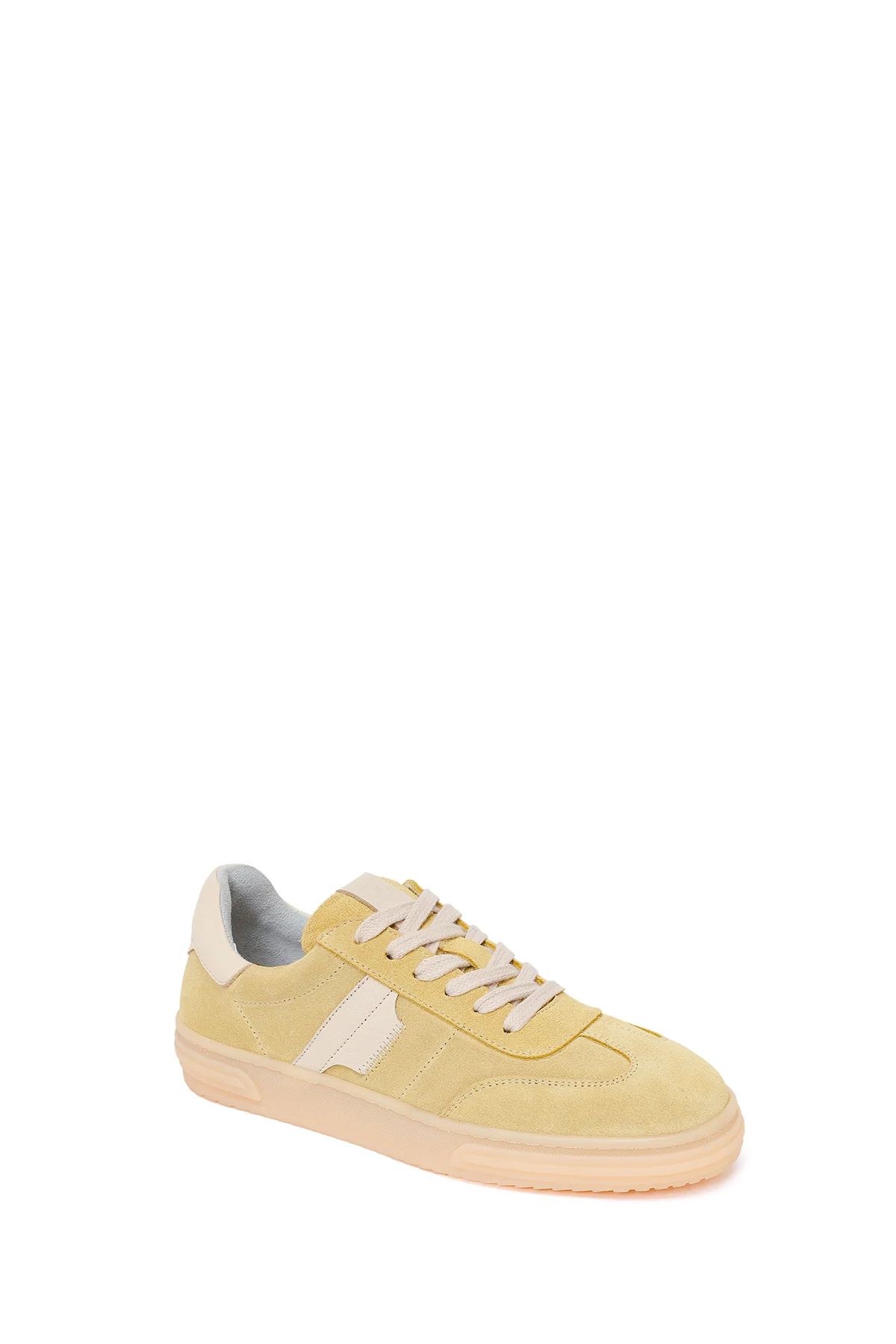 Kadın Sarı Bağcıklı Süet Deri Sneaker - Image 7