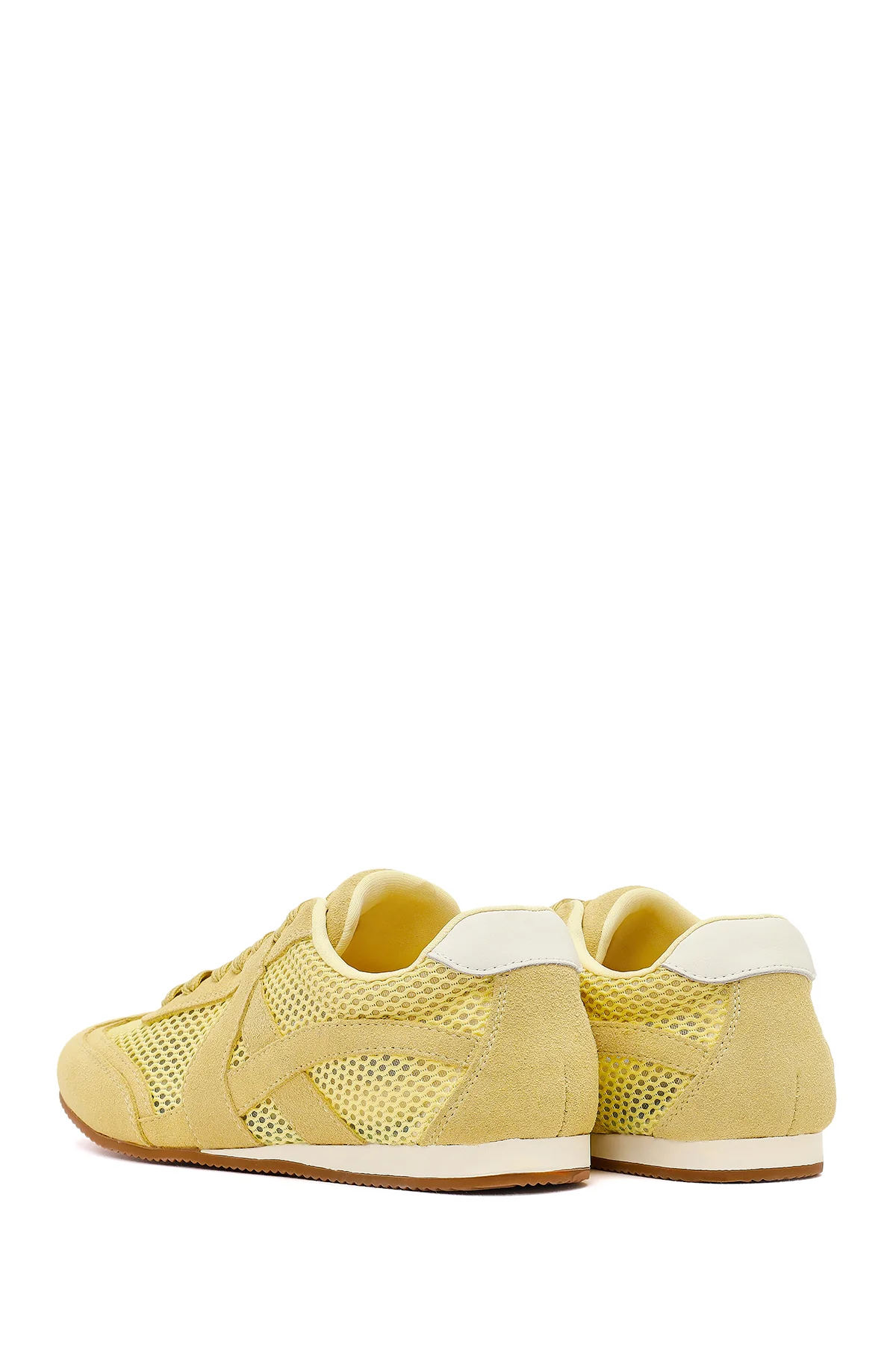 Kadın Sarı Bağcıklı Süet Deri Sneaker - Image 6