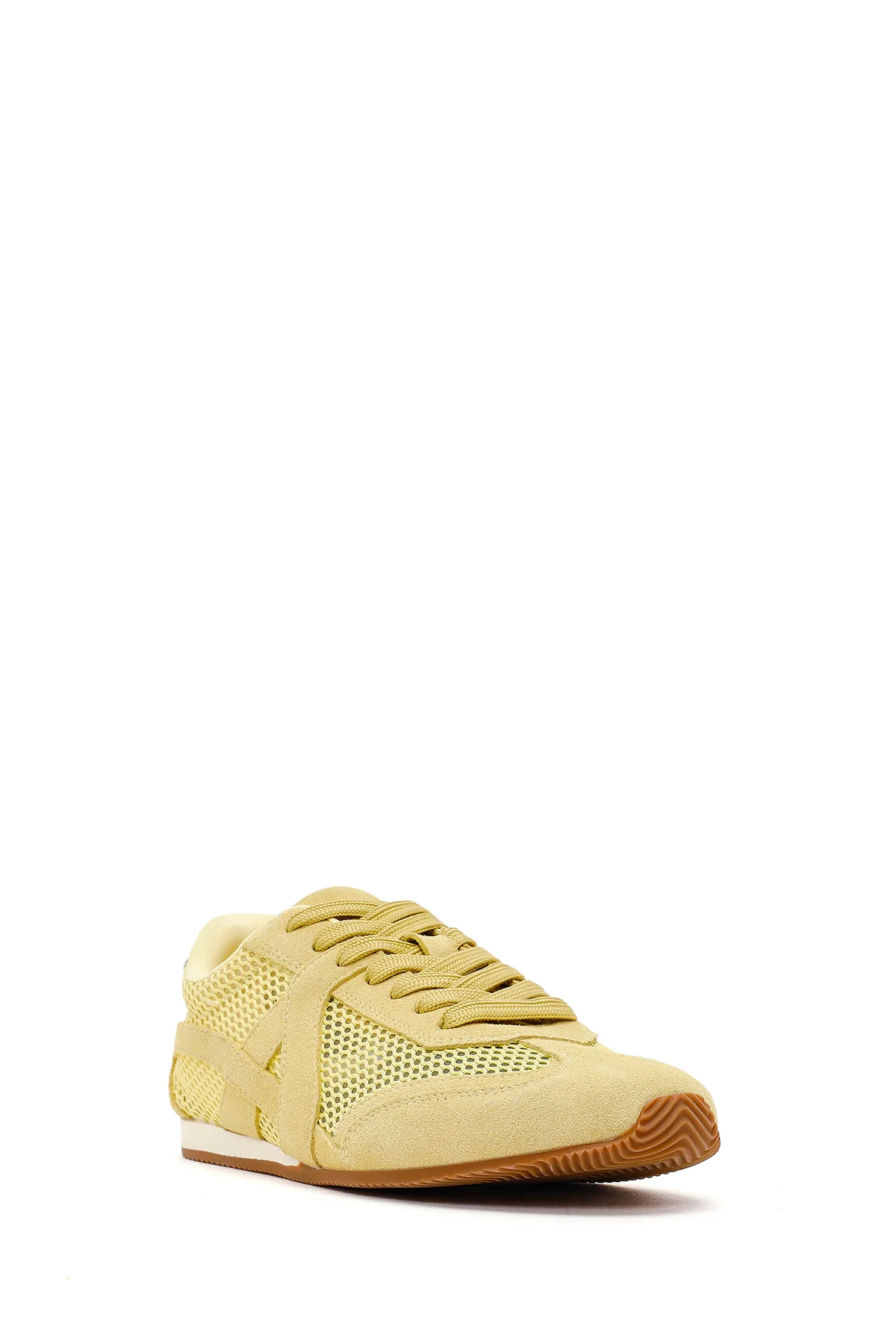 Kadın Sarı Bağcıklı Süet Deri Sneaker - Image 7