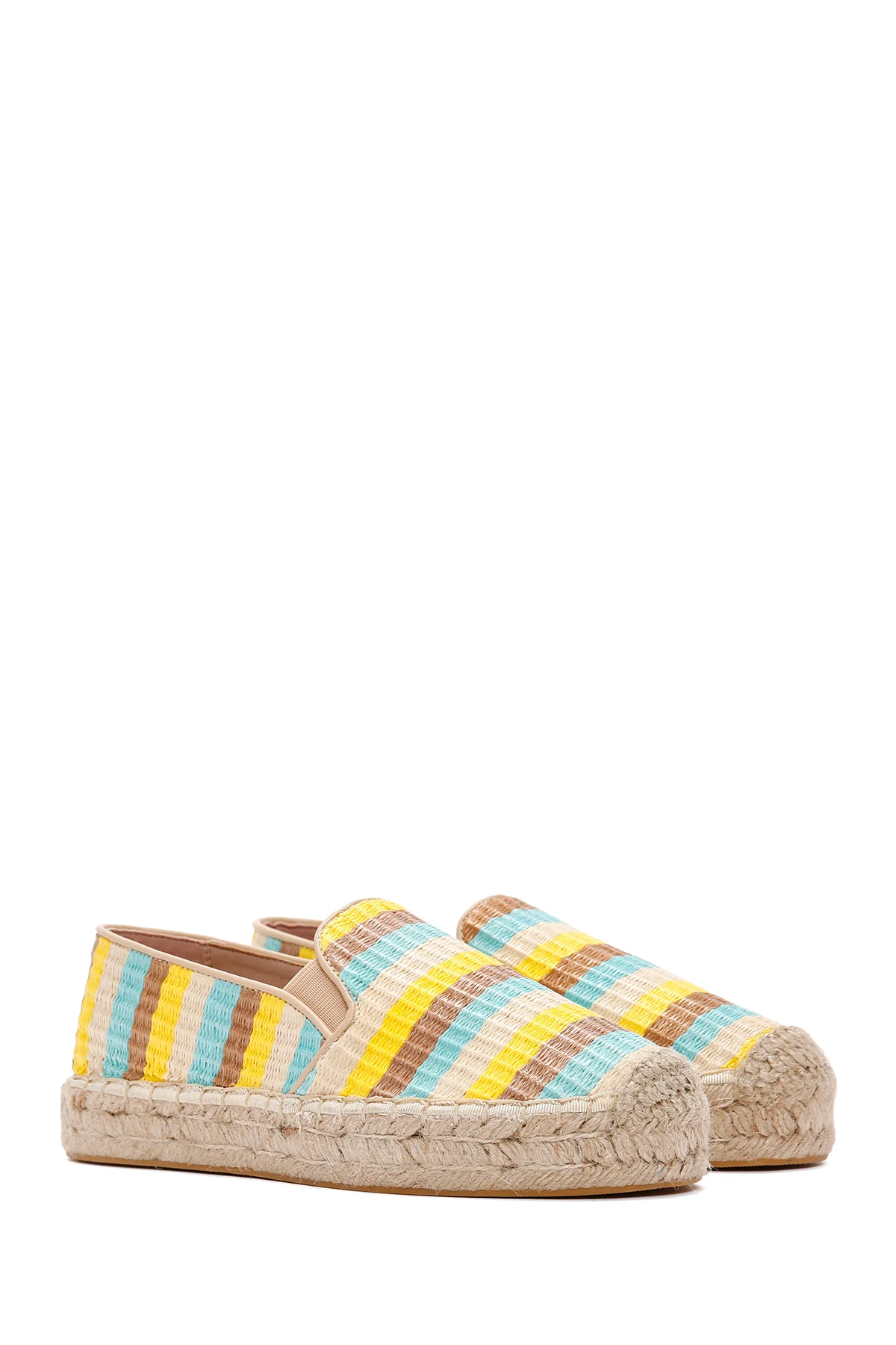 Kadın Sarı Hasır Espadril - Image 4