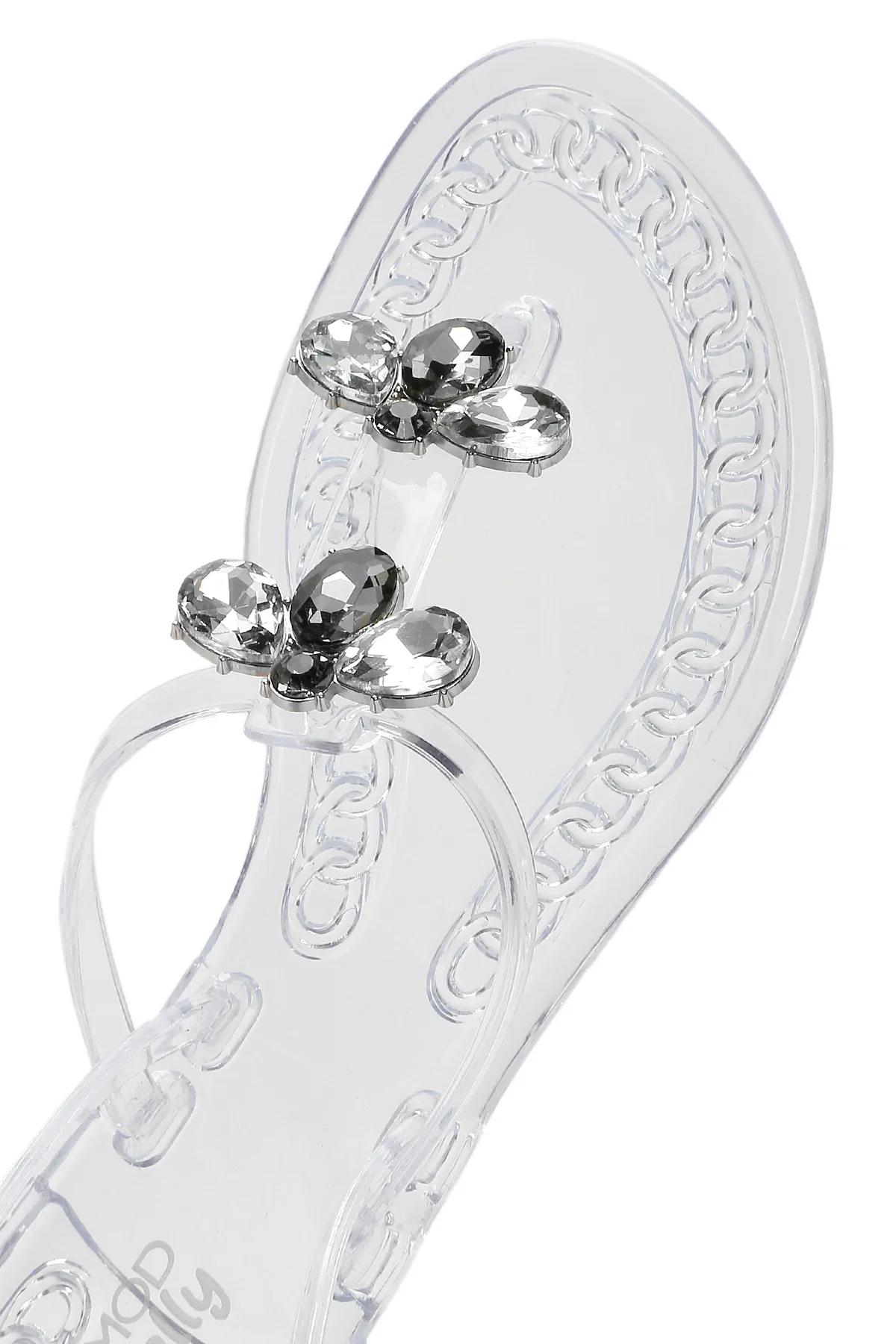 Kadın Şeffaf Jelly Arkadan Tokalı Taşlı Sandalet - Image 10