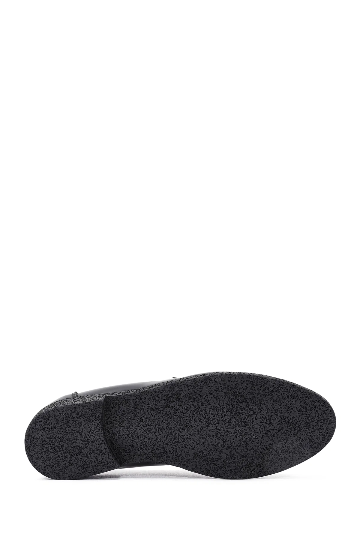 Kadın Siyah Aksesuar Detaylı Deri Maskülen Loafer - Image 4
