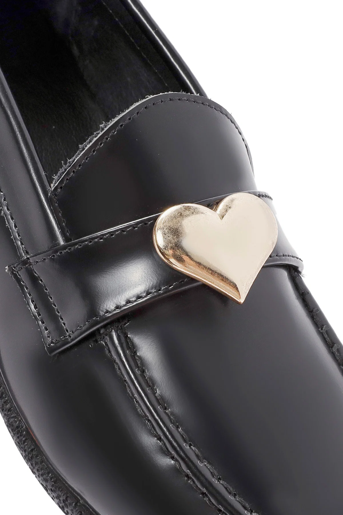 Kadın Siyah Aksesuar Detaylı Deri Maskülen Loafer - Image 9