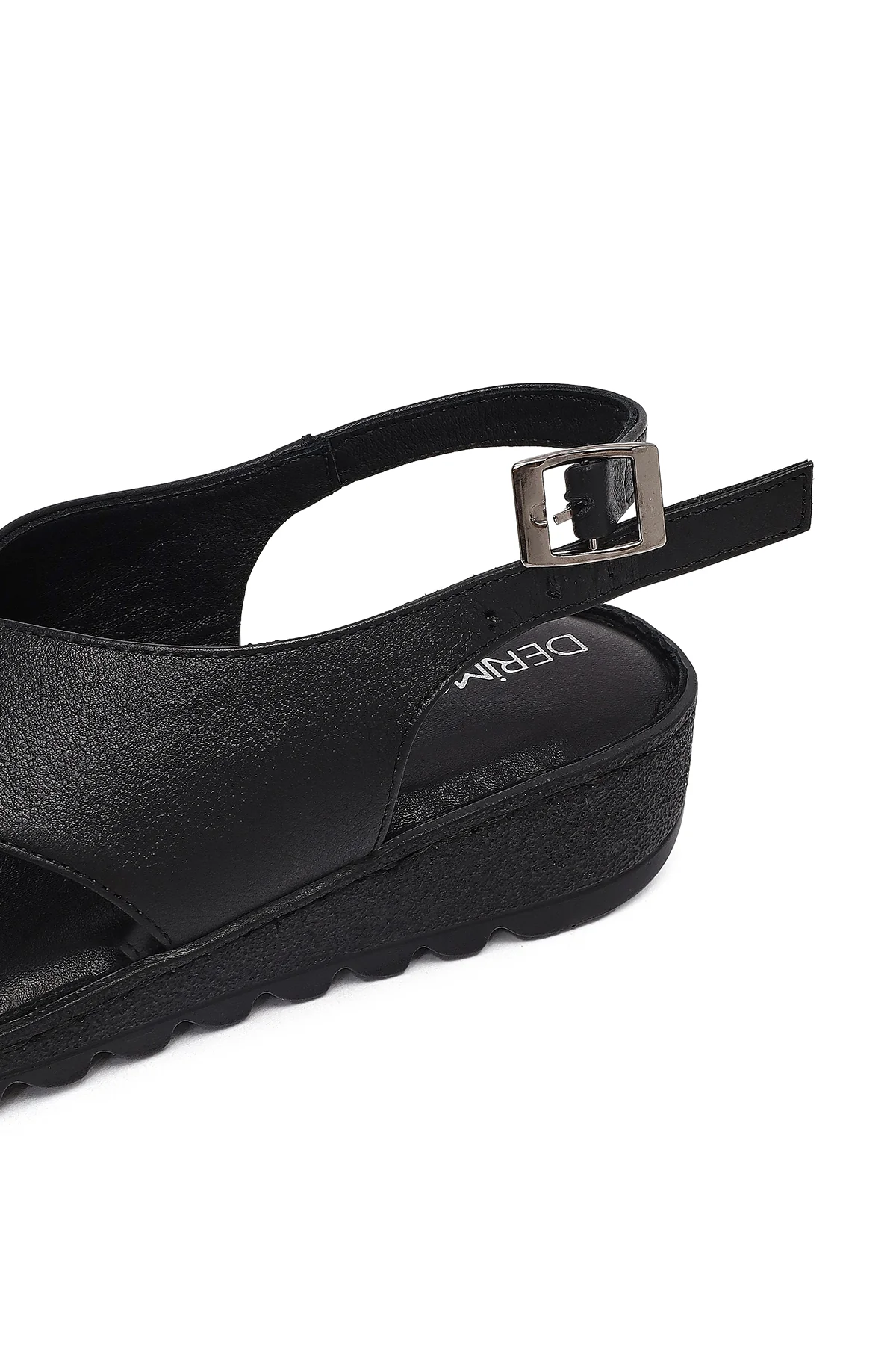 Kadın Siyah Tokalı Deri Comfort Sandalet - Image 11