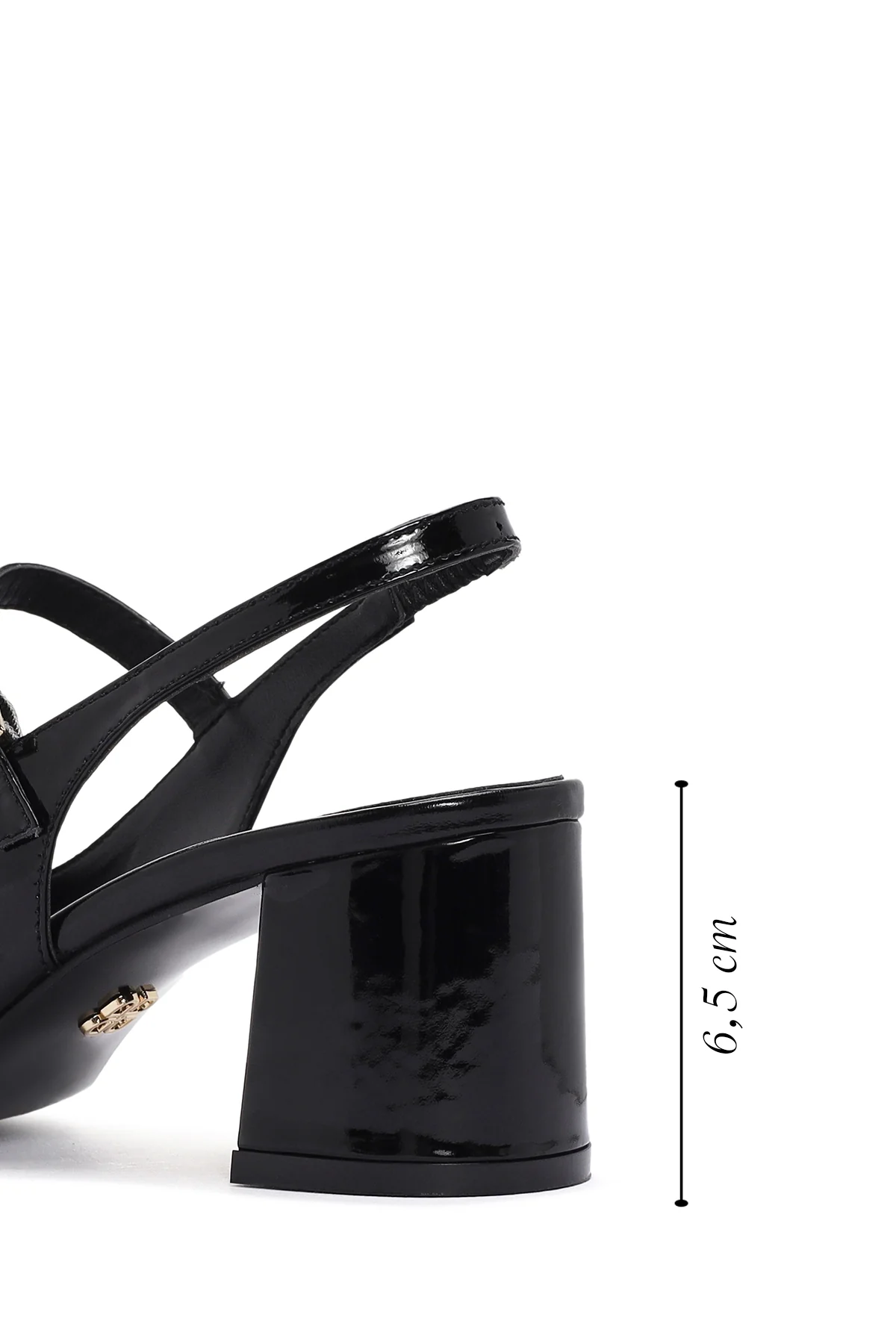 Kadın Siyah Arkası Açık Bantlı Topuklu Rugan Deri Stiletto - Image 2
