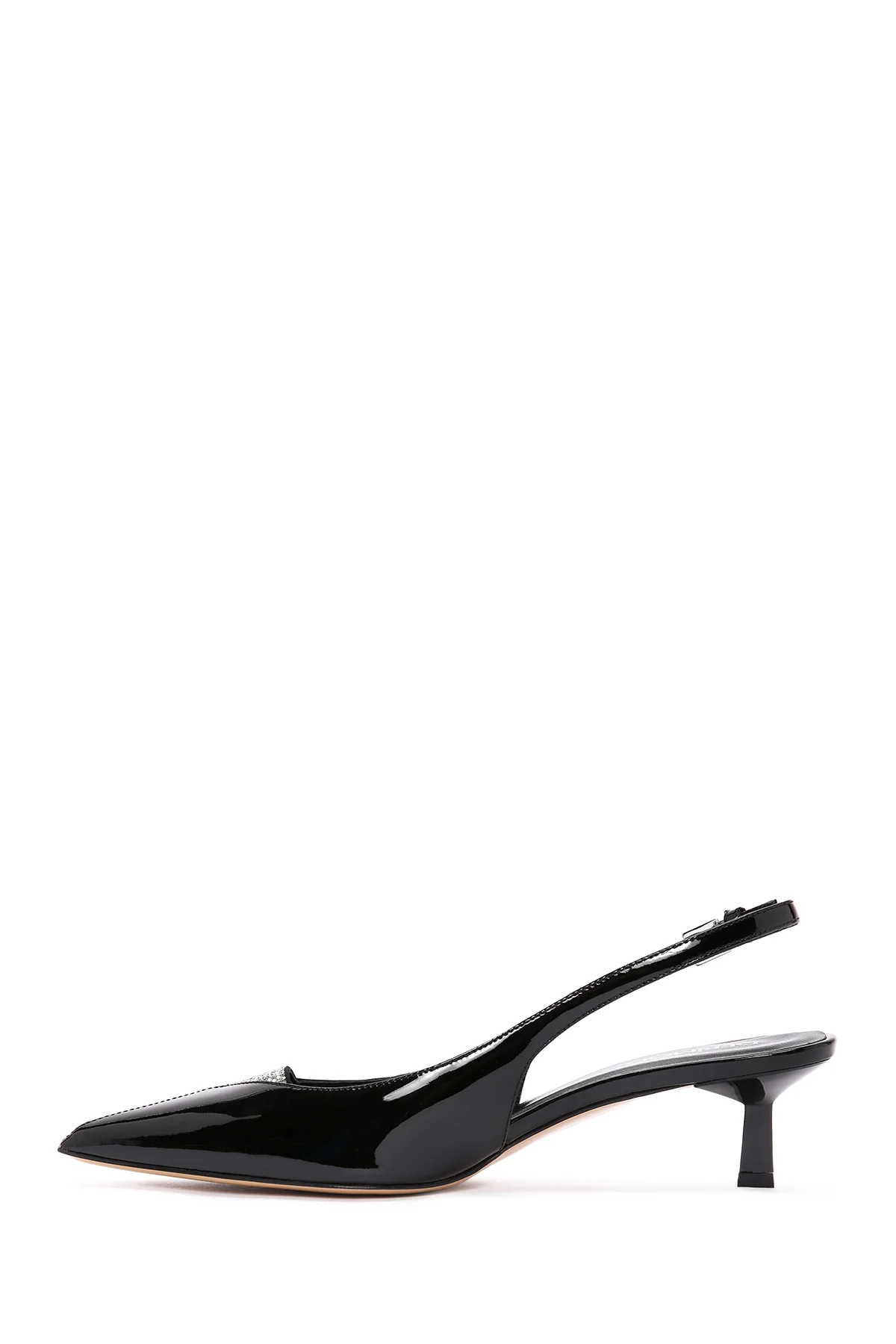 Kadın Siyah Arkası Açık Deri Kısa Topuklu Stiletto - Image 3