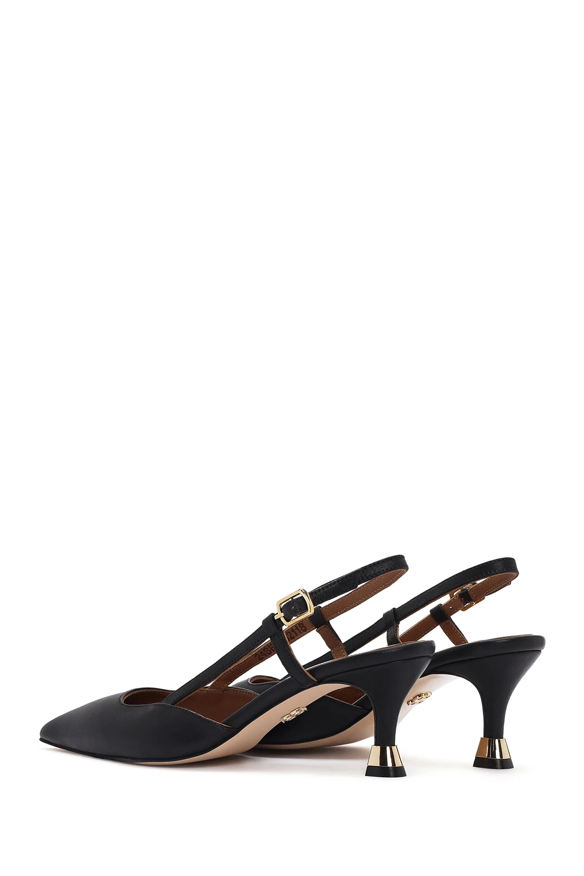 Kadın Siyah Arkası Açık İnce Topuklu Deri Ayakkabı - Image 6