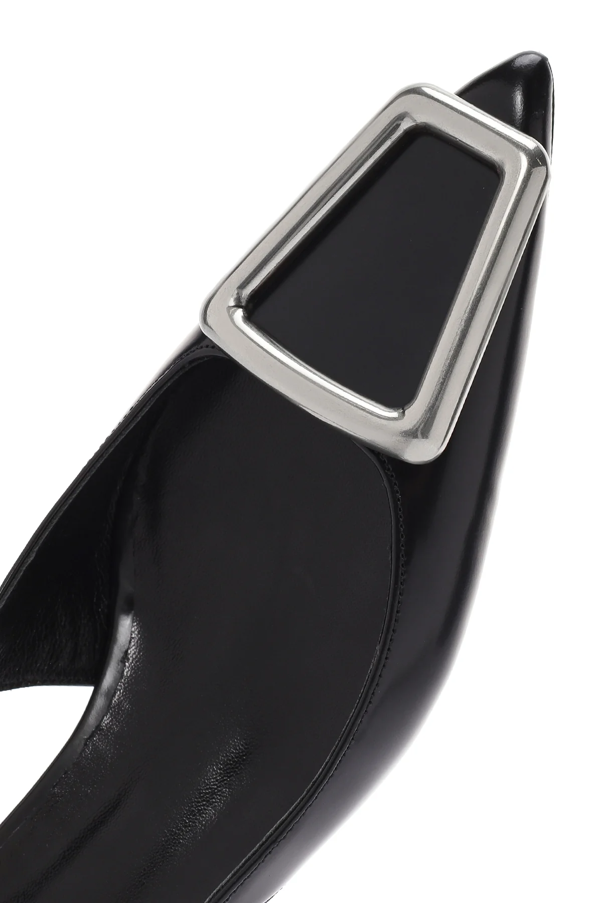 Kadın Siyah Arkası Açık Kısa Topuklu Deri Stiletto - Image 11