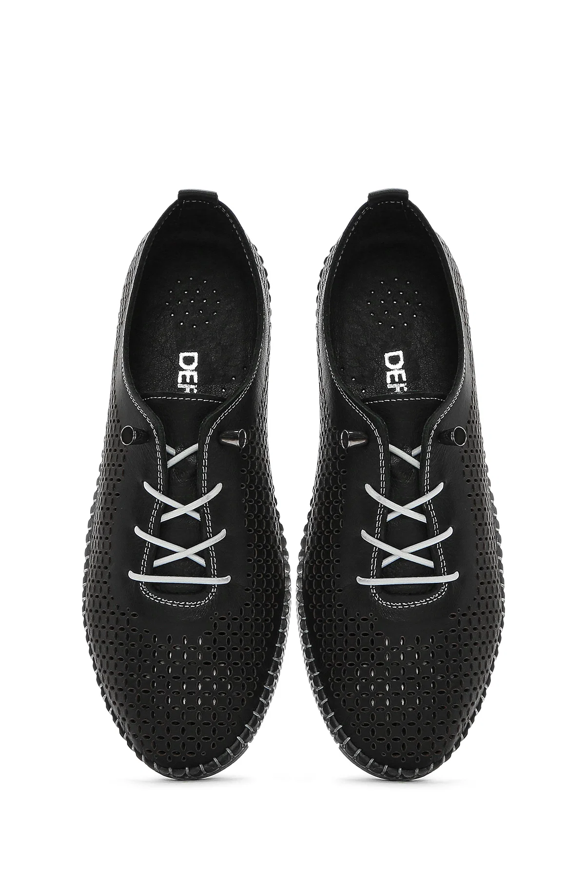 Kadın Siyah Bağcıklı Deri Comfort Loafer - Image 7