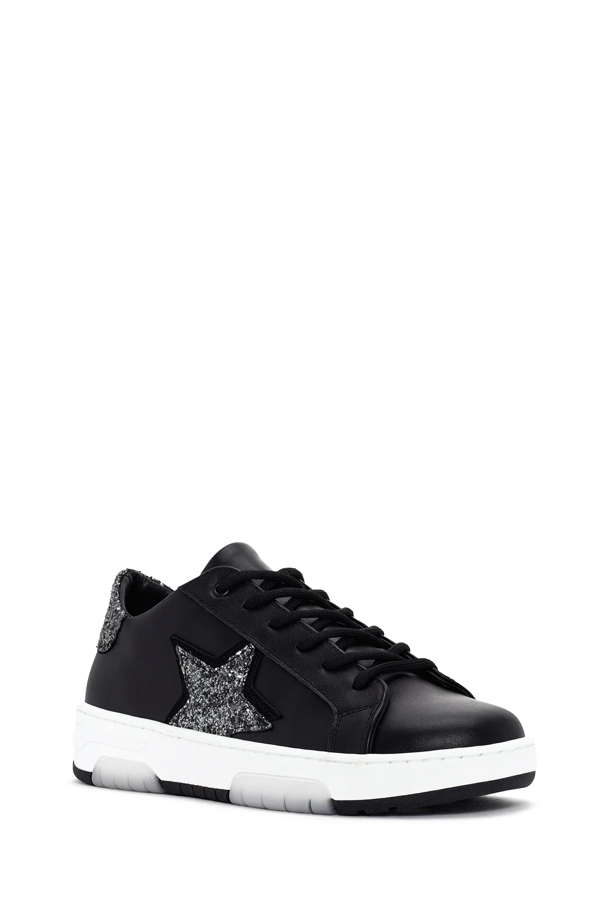 Kadın Siyah Bağcıklı Deri Sneaker - Image 6