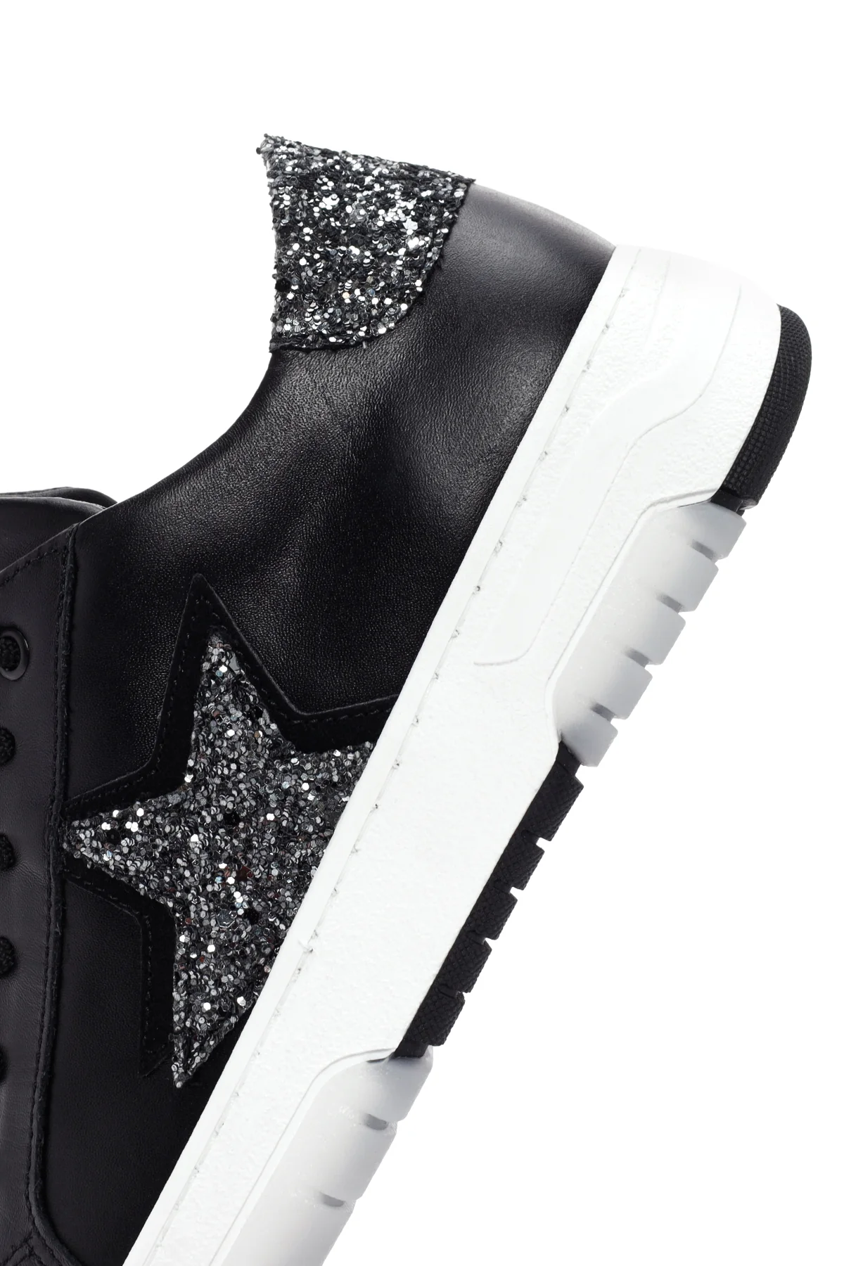 Kadın Siyah Bağcıklı Deri Sneaker - Image 8