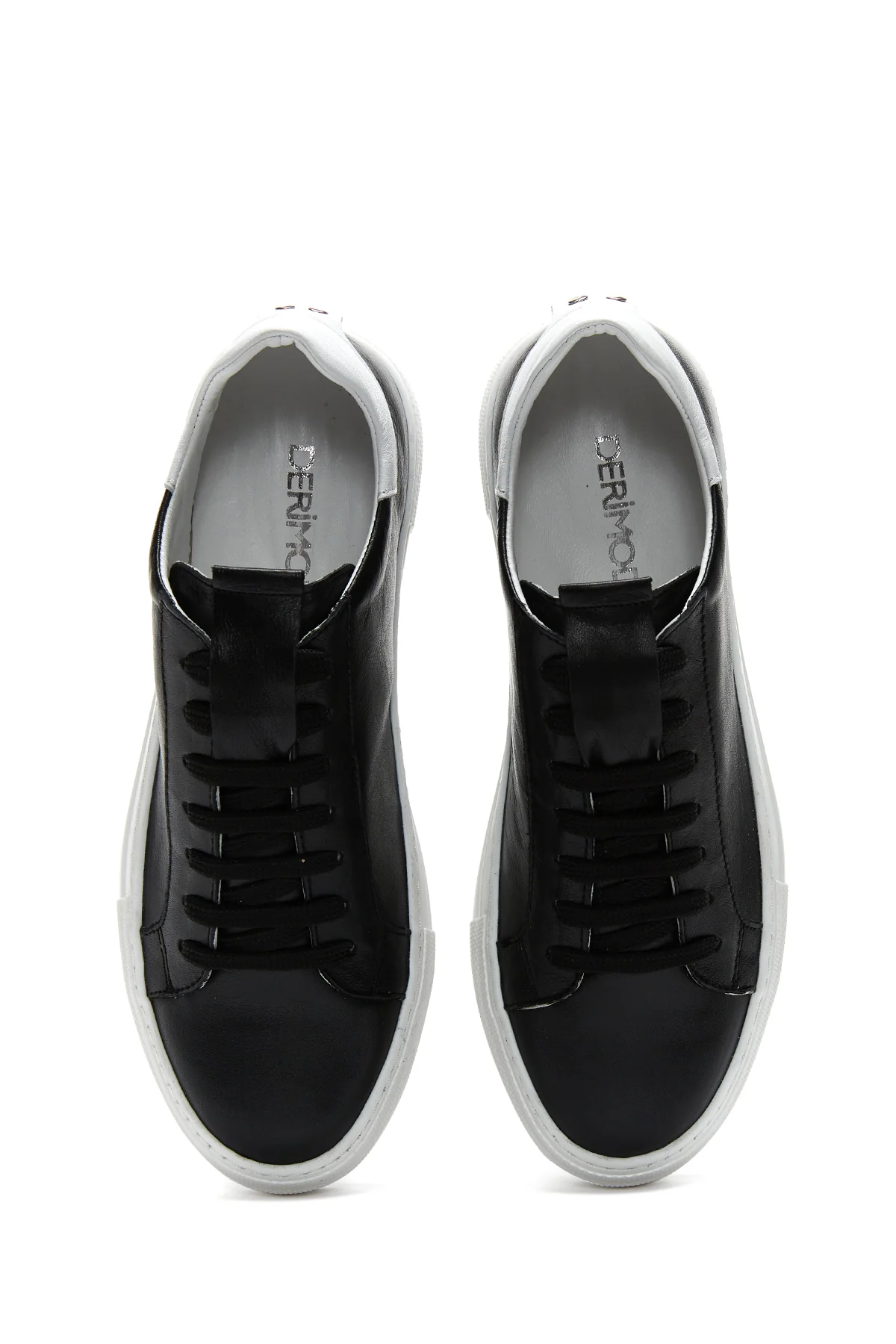 Kadın Siyah Bağcıklı Deri Sneaker - Image 6