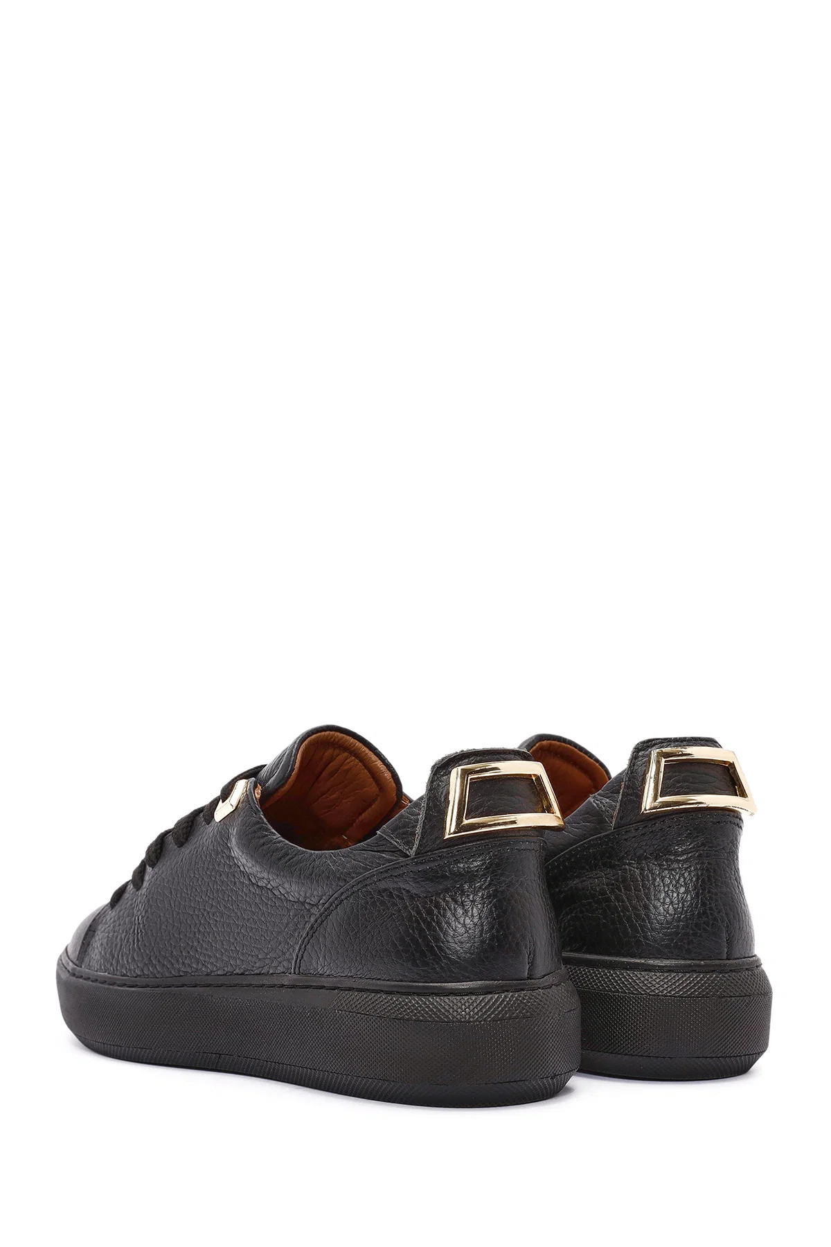 Kadın Siyah Bağcıklı Deri Sneaker - Image 5