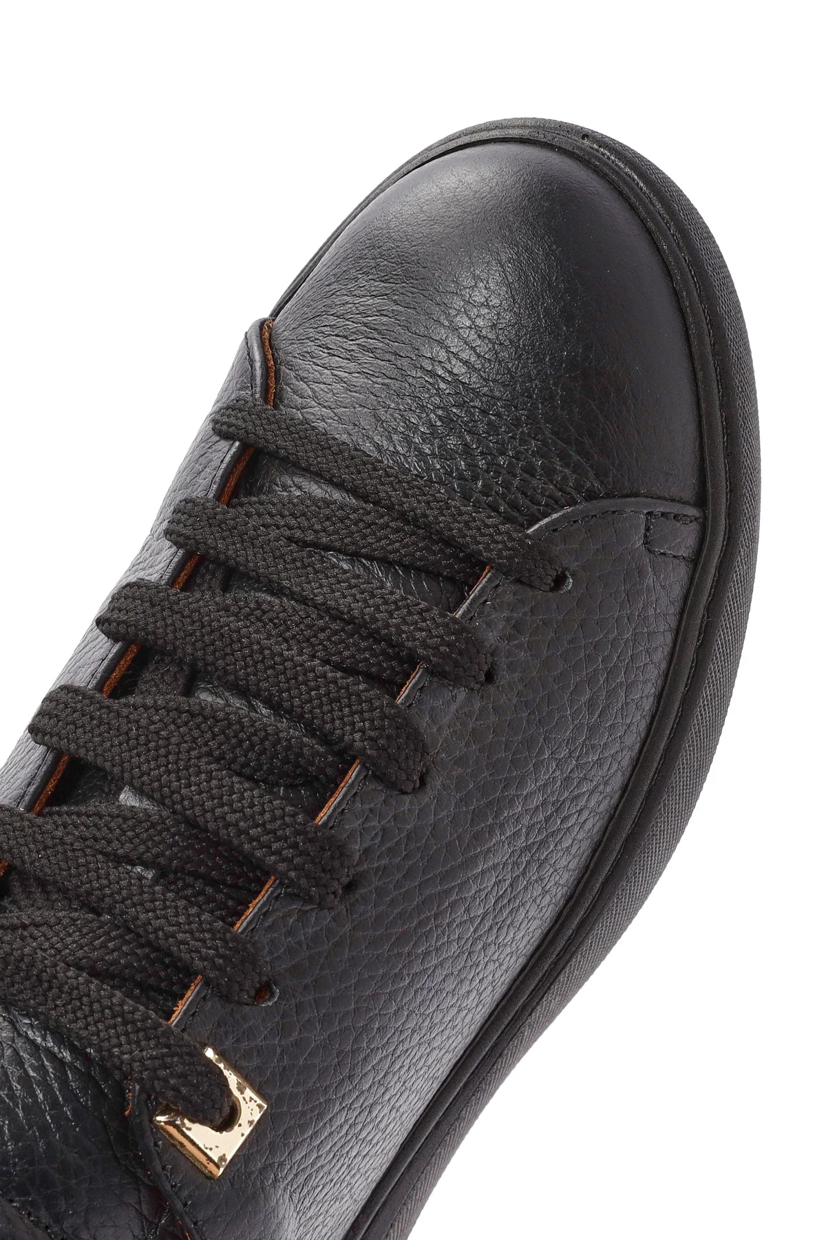 Kadın Siyah Bağcıklı Deri Sneaker - Image 9