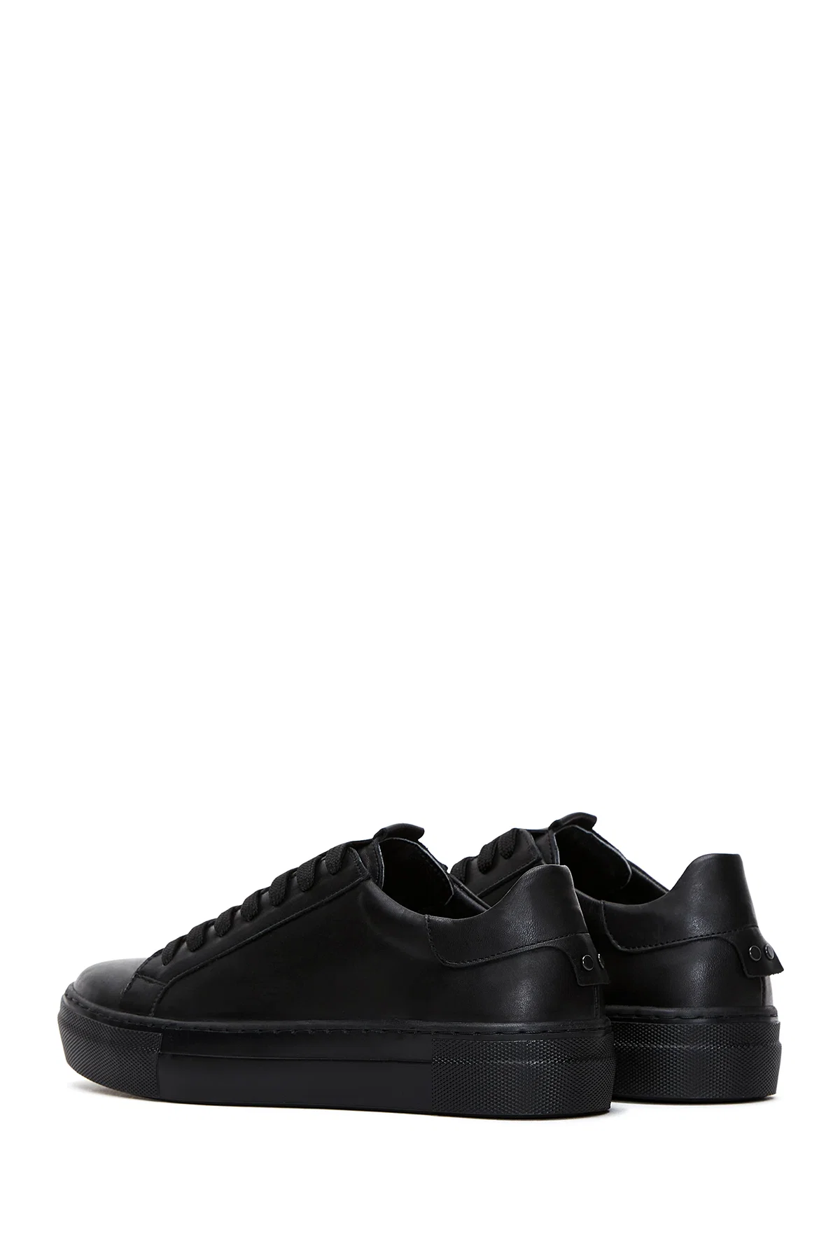 Kadın Siyah Bağcıklı Deri Sneaker - Image 5