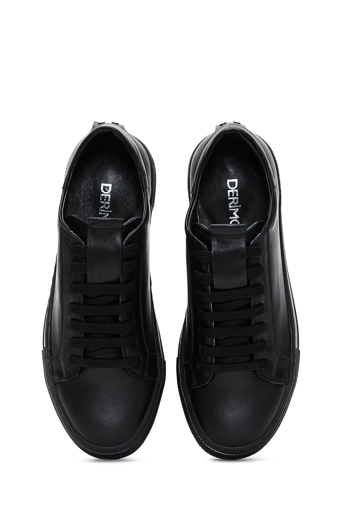 Kadın Siyah Bağcıklı Deri Sneaker - Image 6