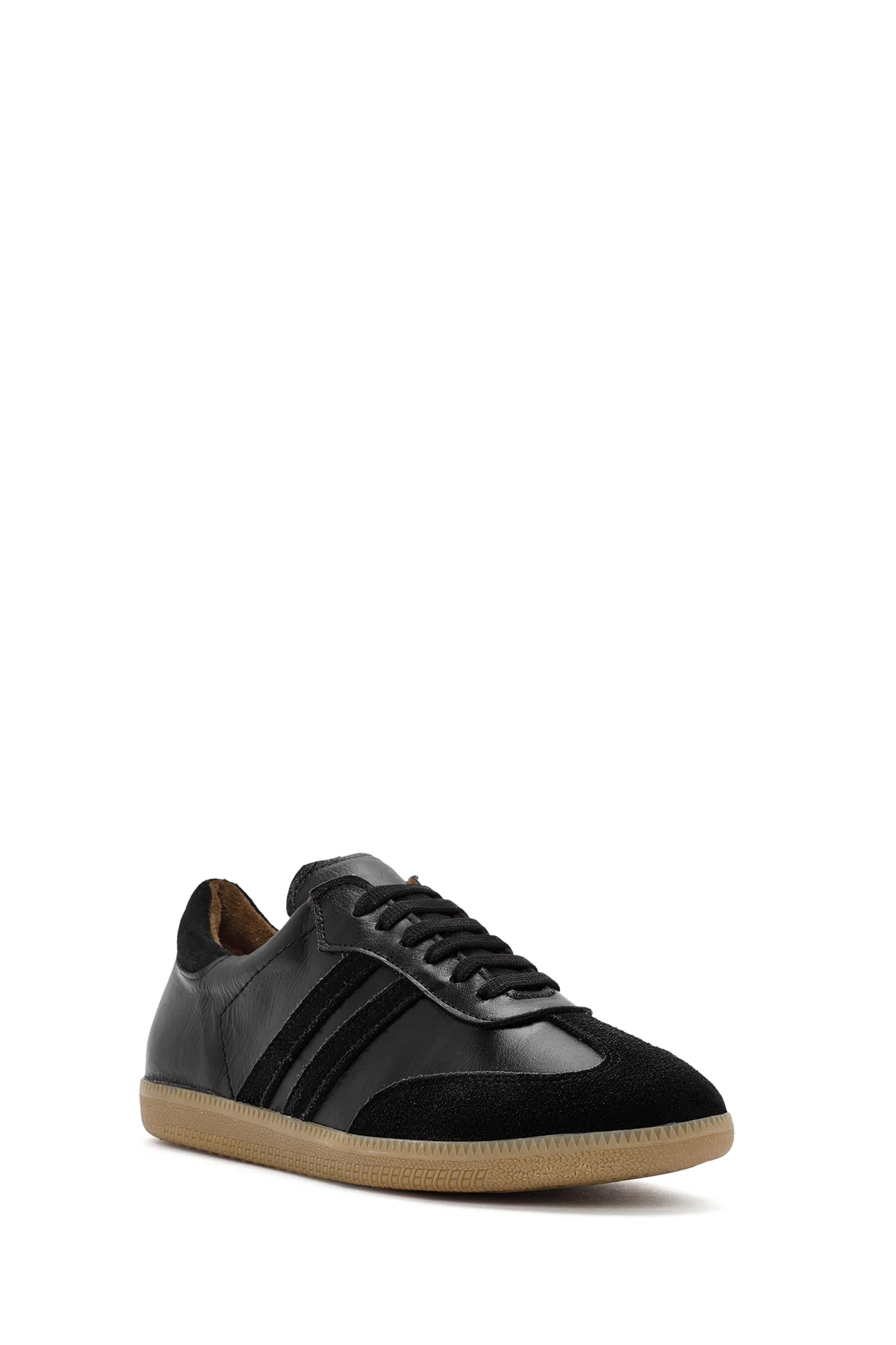 Kadın Siyah Bağcıklı Deri Sneaker - Image 6