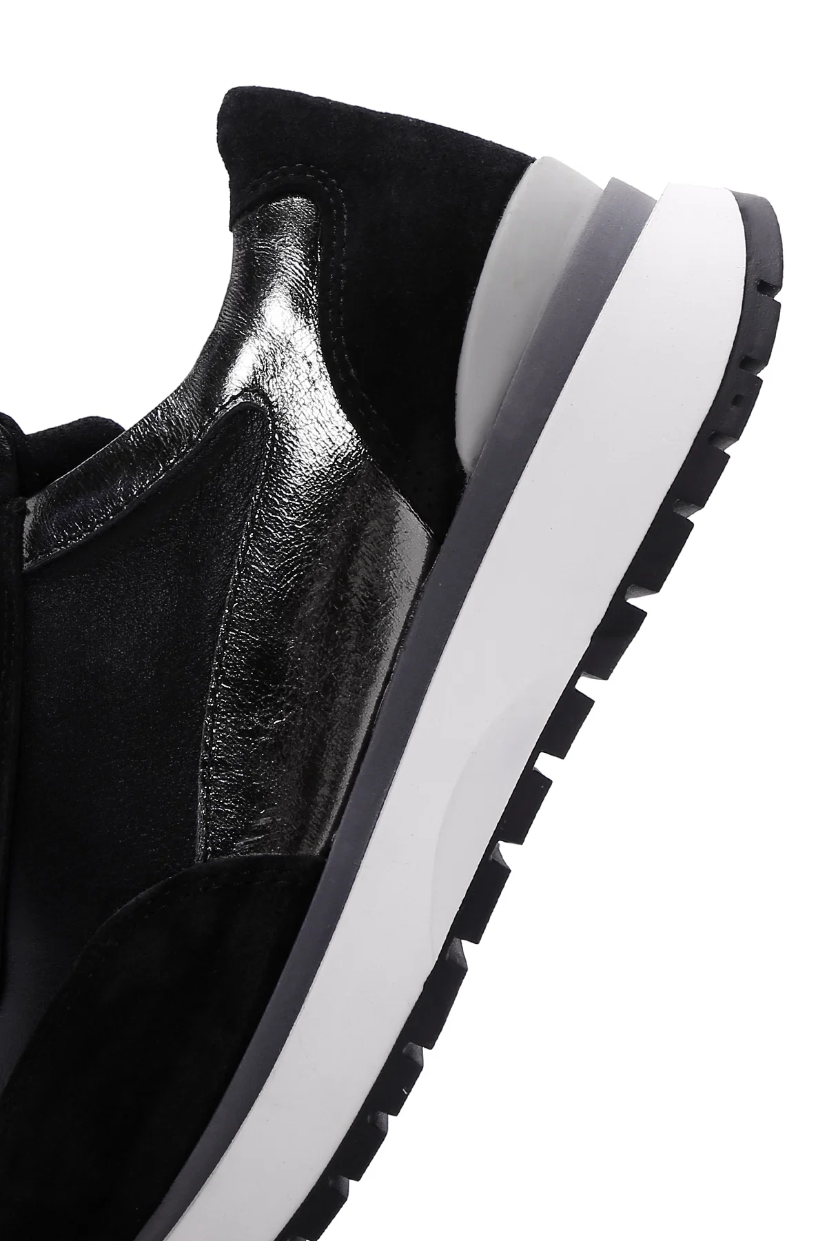 Kadın Siyah Bağcıklı Deri Sneaker - Image 7