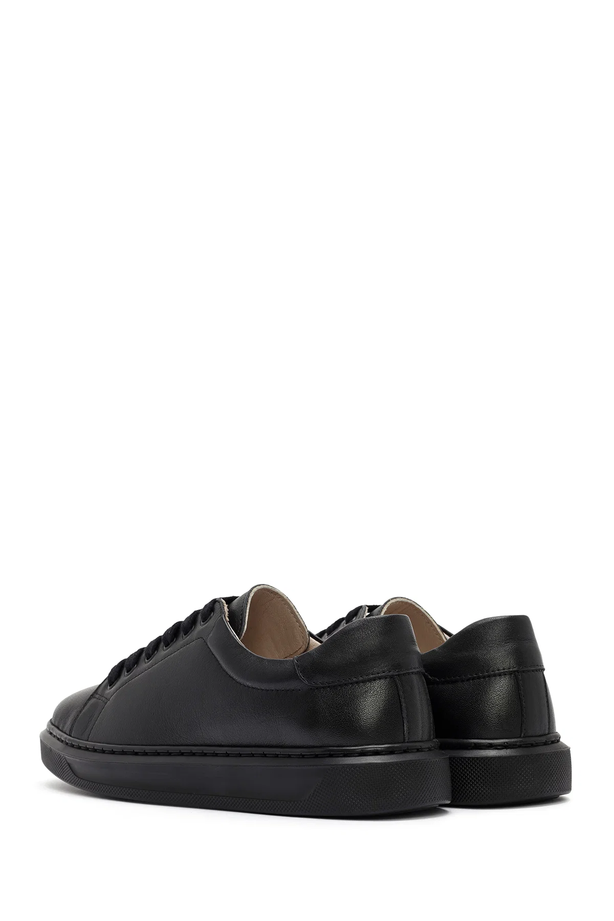 Kadın Siyah Bağcıklı Deri Sneaker - Image 5