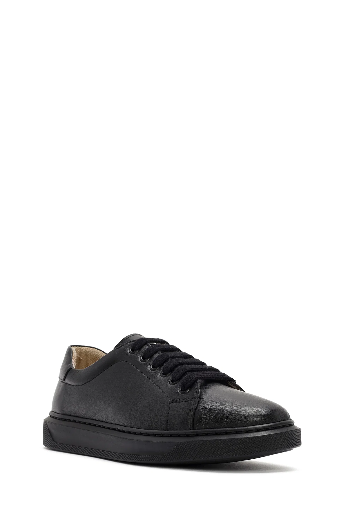 Kadın Siyah Bağcıklı Deri Sneaker - Image 6
