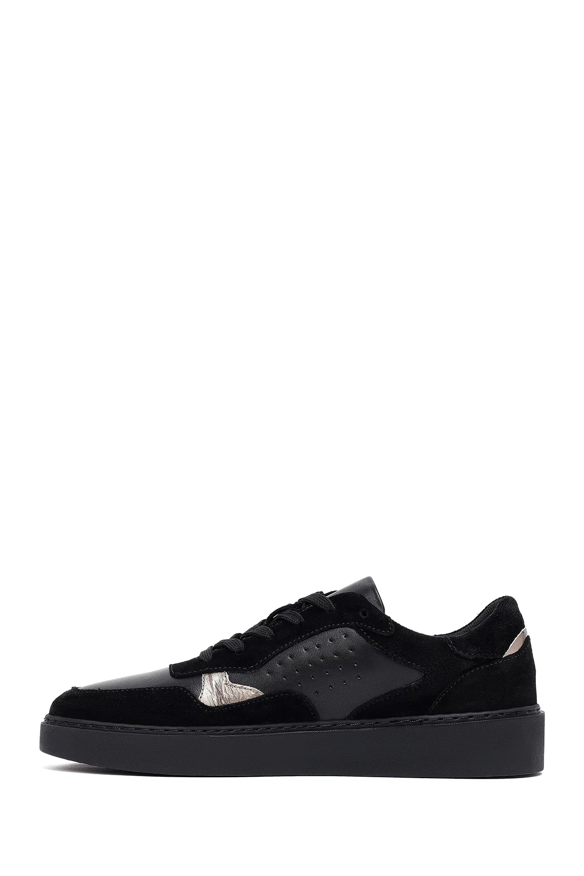 Kadın Siyah Bağcıklı Deri Sneaker - Image 2