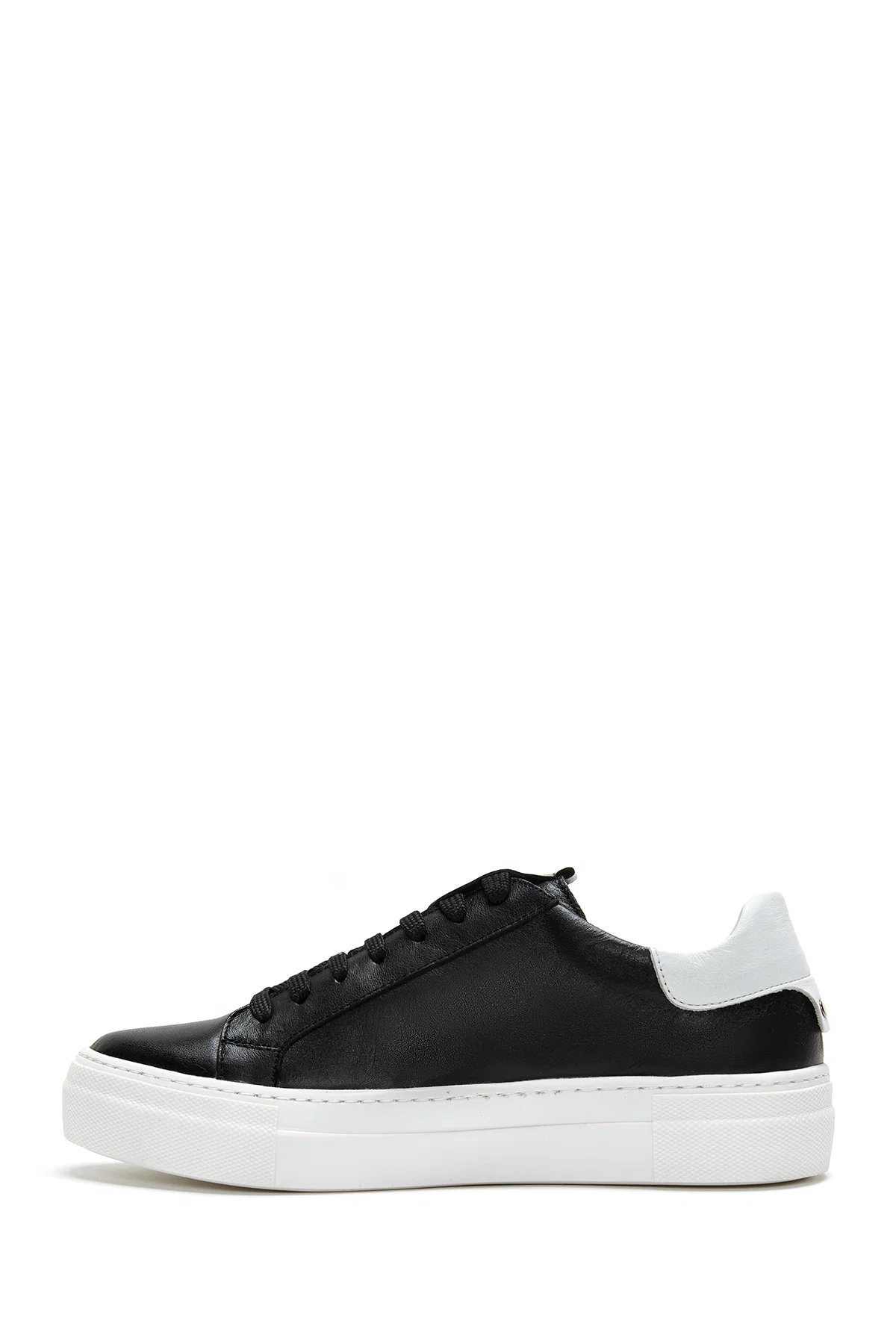 Kadın Siyah Bağcıklı Deri Sneaker - Image 2