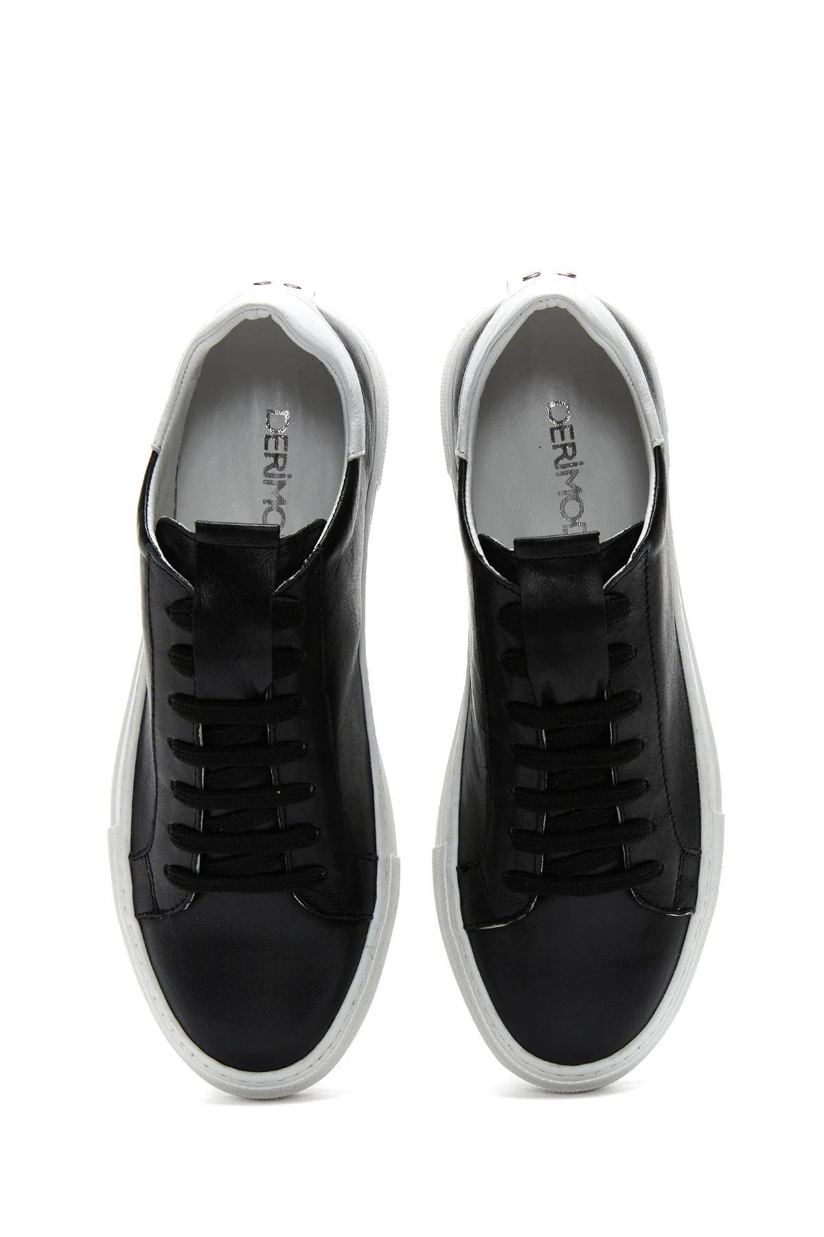 Kadın Siyah Bağcıklı Deri Sneaker - Image 6