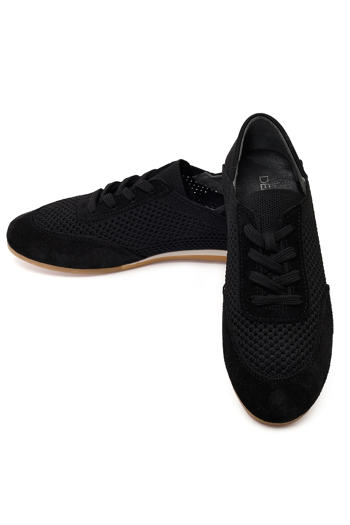 Kadın Siyah Bağcıklı Deri Sneaker - Image 10