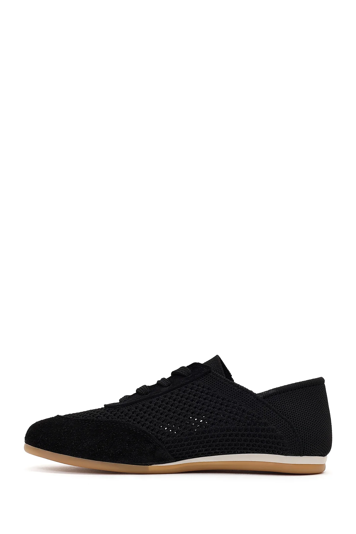 Kadın Siyah Bağcıklı Deri Sneaker - Image 3