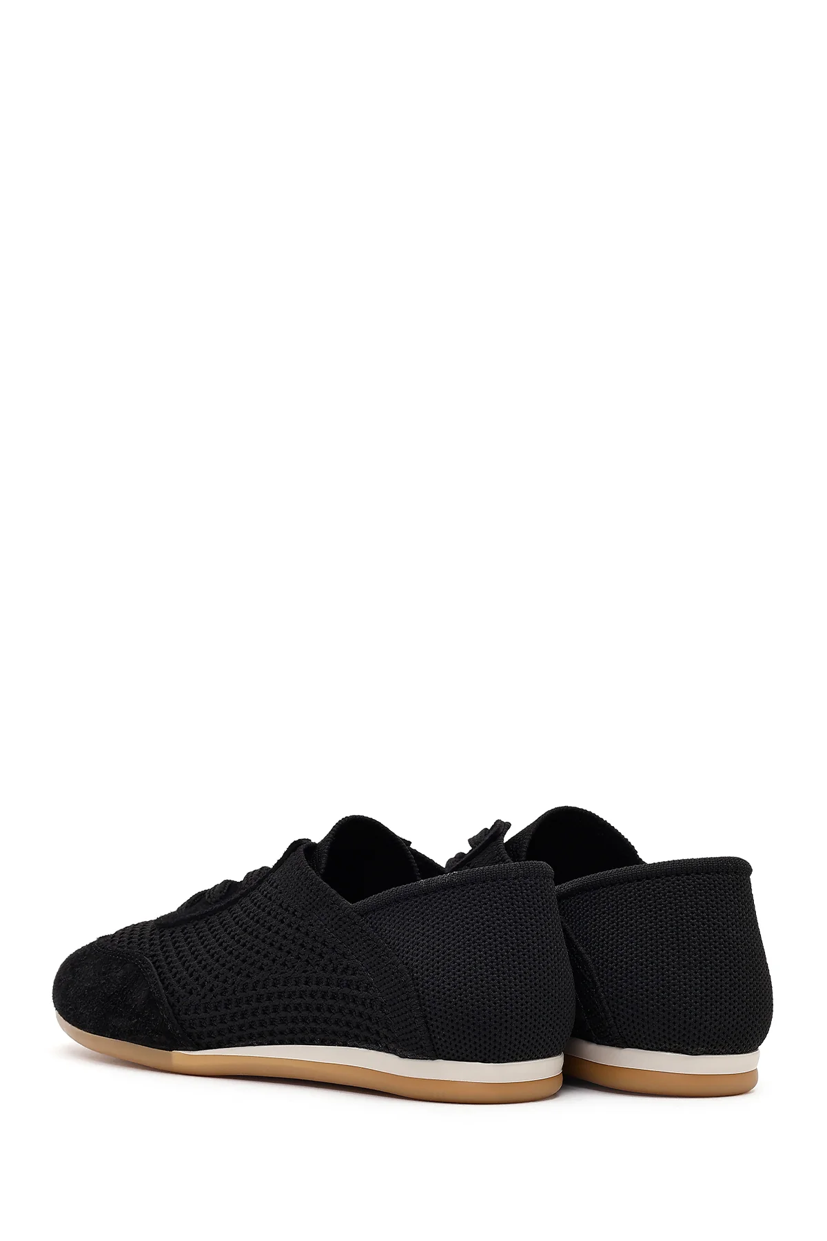 Kadın Siyah Bağcıklı Deri Sneaker - Image 6