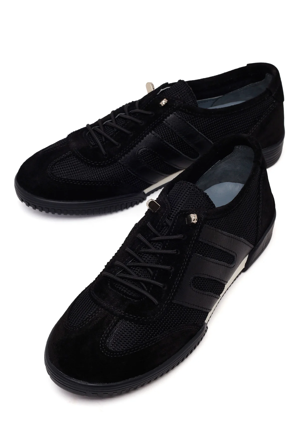 Kadın Siyah Bağcıklı Deri Sneaker - Image 10