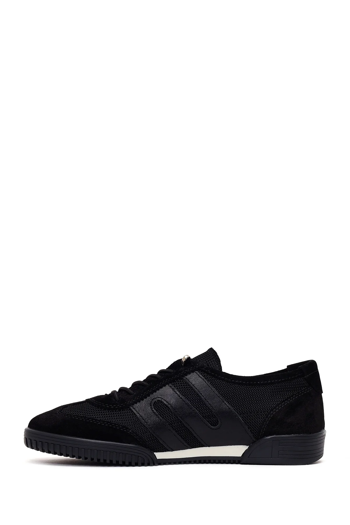 Kadın Siyah Bağcıklı Deri Sneaker - Image 3